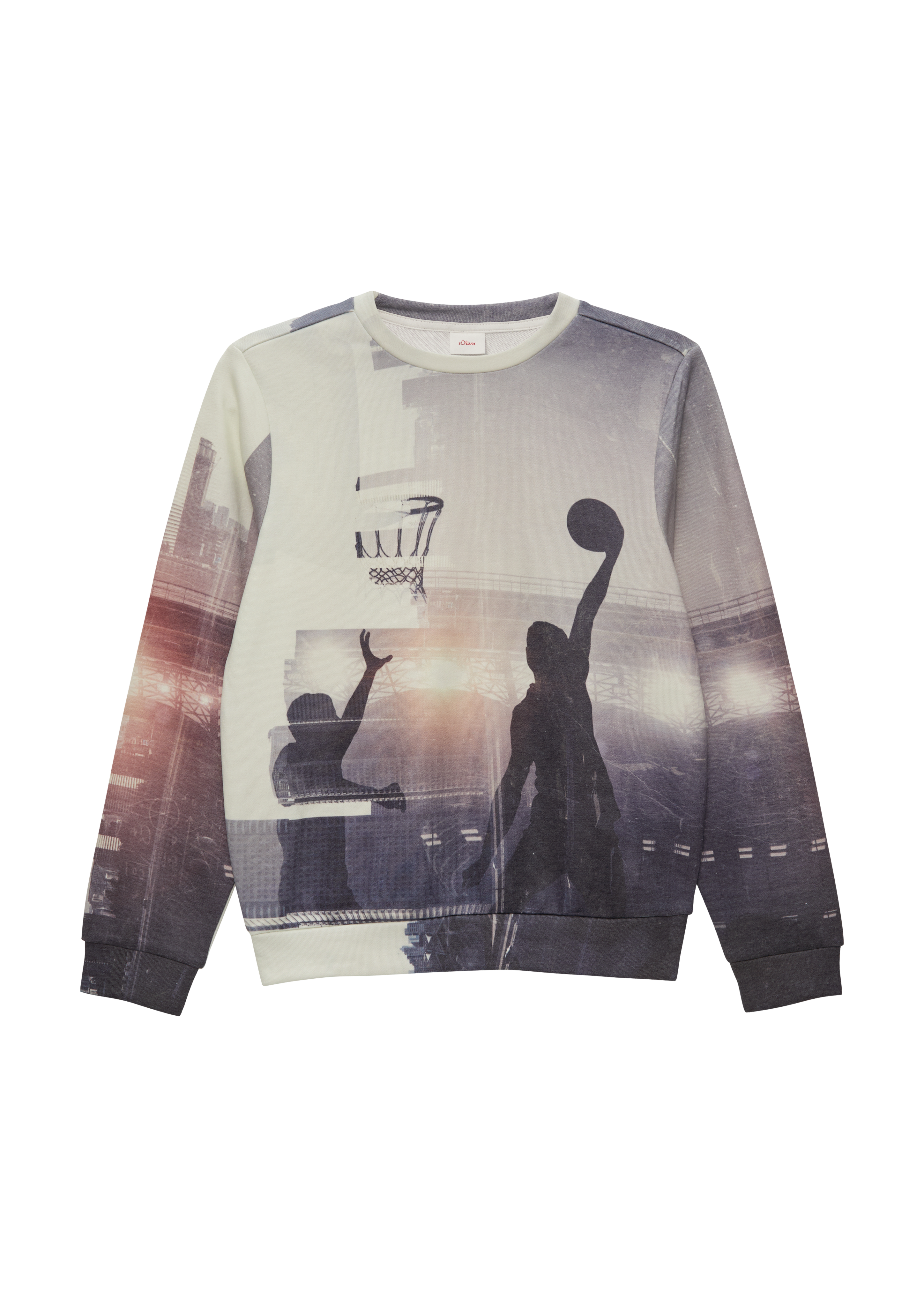 s.Oliver - Sweatshirt mit Allover-Foto-Print, Jungen, creme