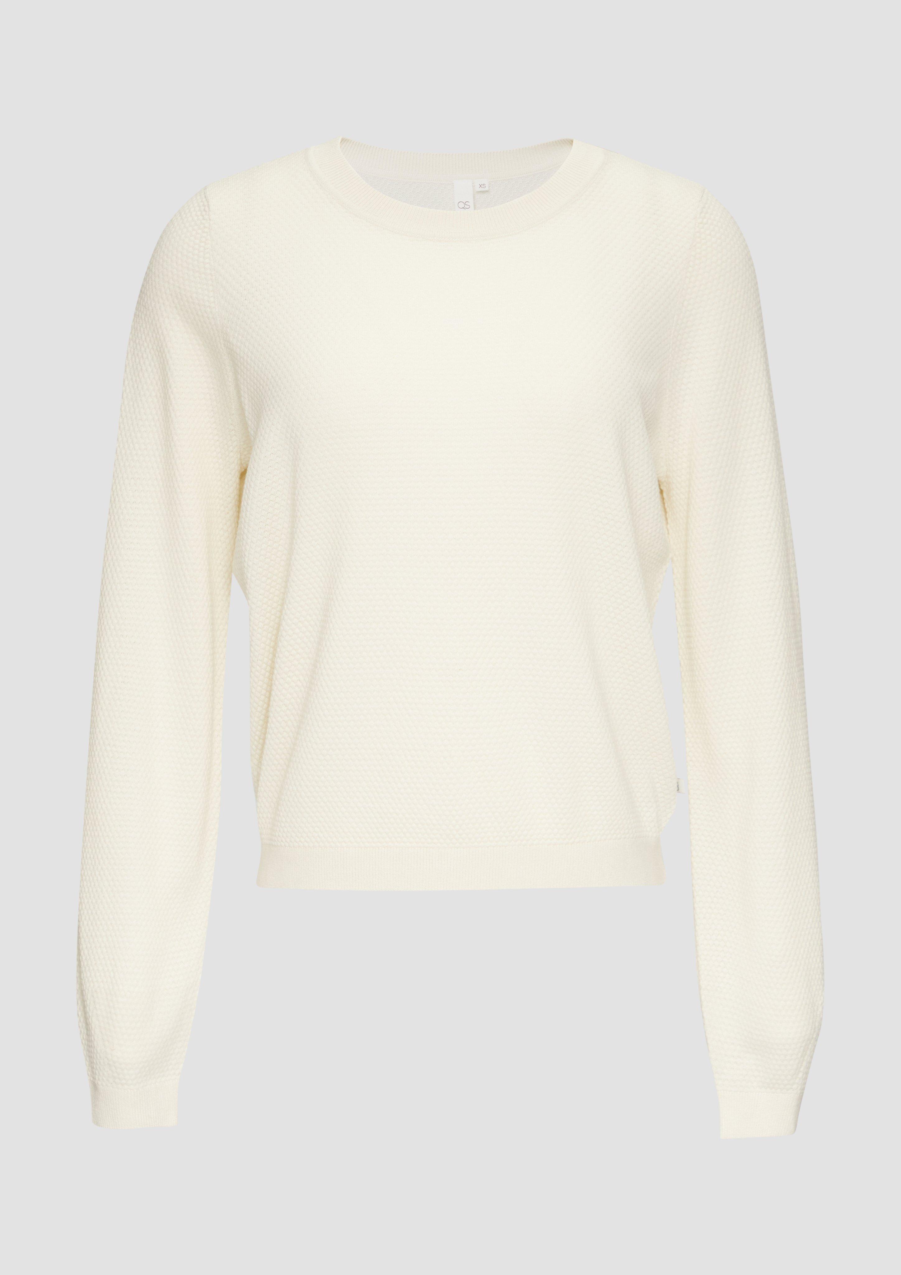 QS - Strickpullover mit Struktur aus Viskosemix, Damen, creme