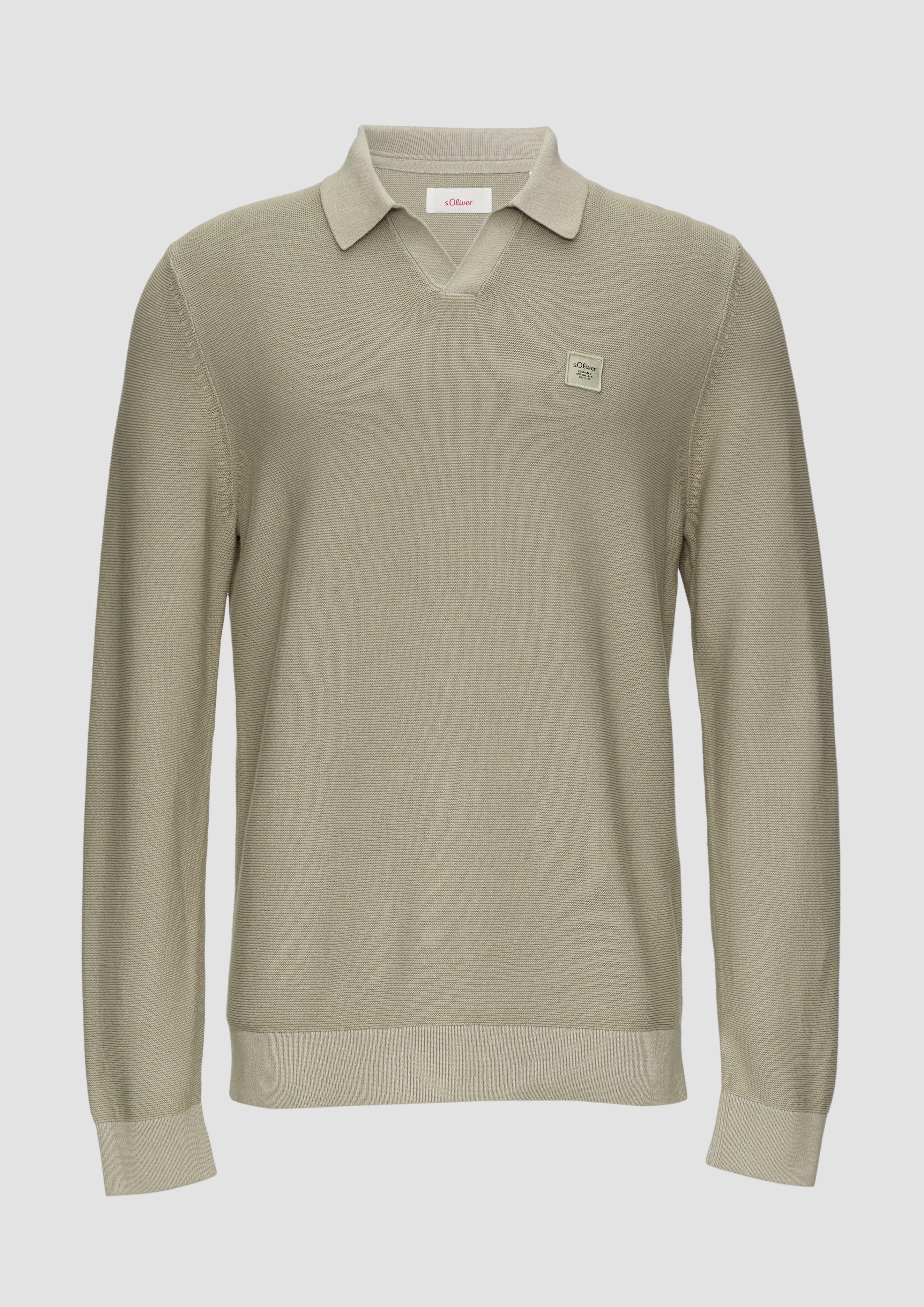 s.Oliver - Strickpullover mit Polokragen und Garment Dye, Herren, Beige