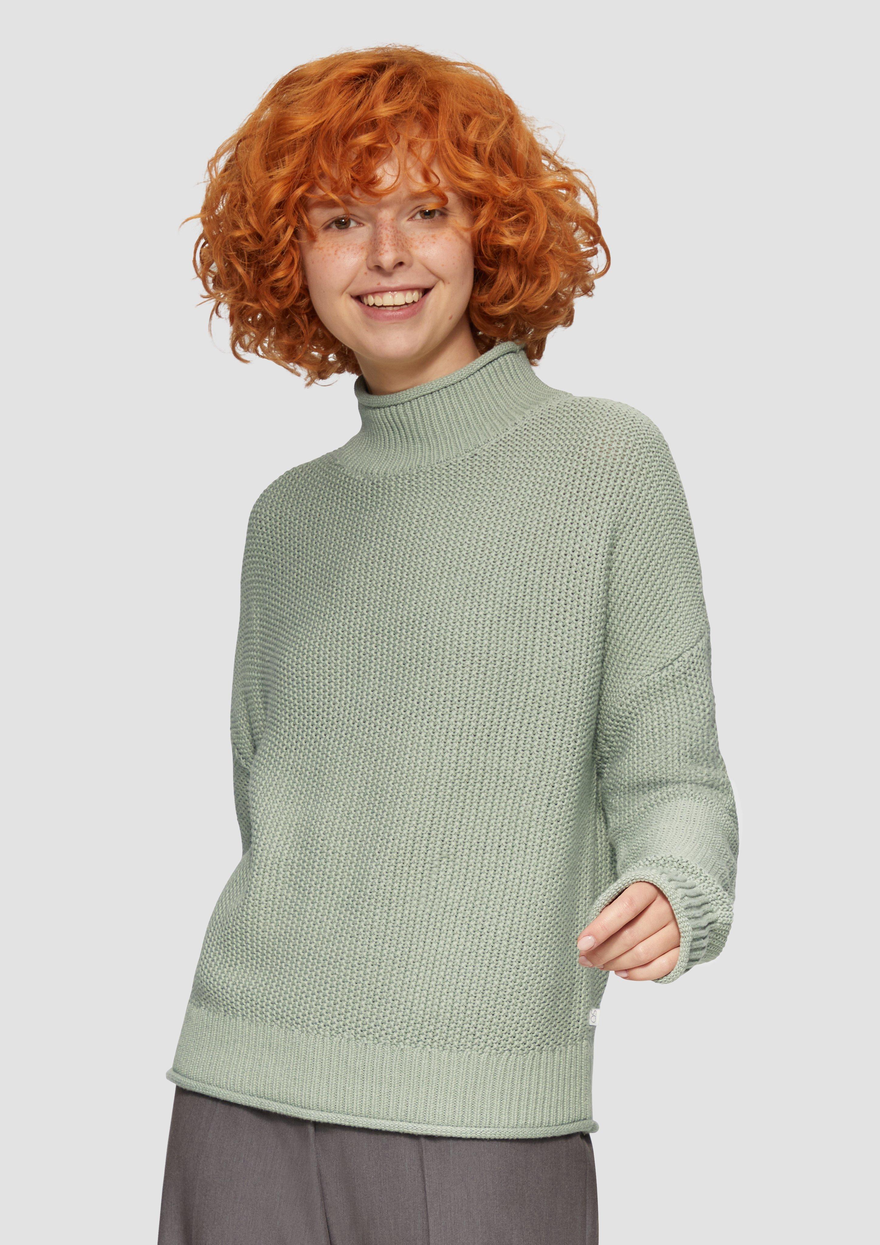 S.Oliver Strickpullover mit Stehkragen aus Baumwollmix