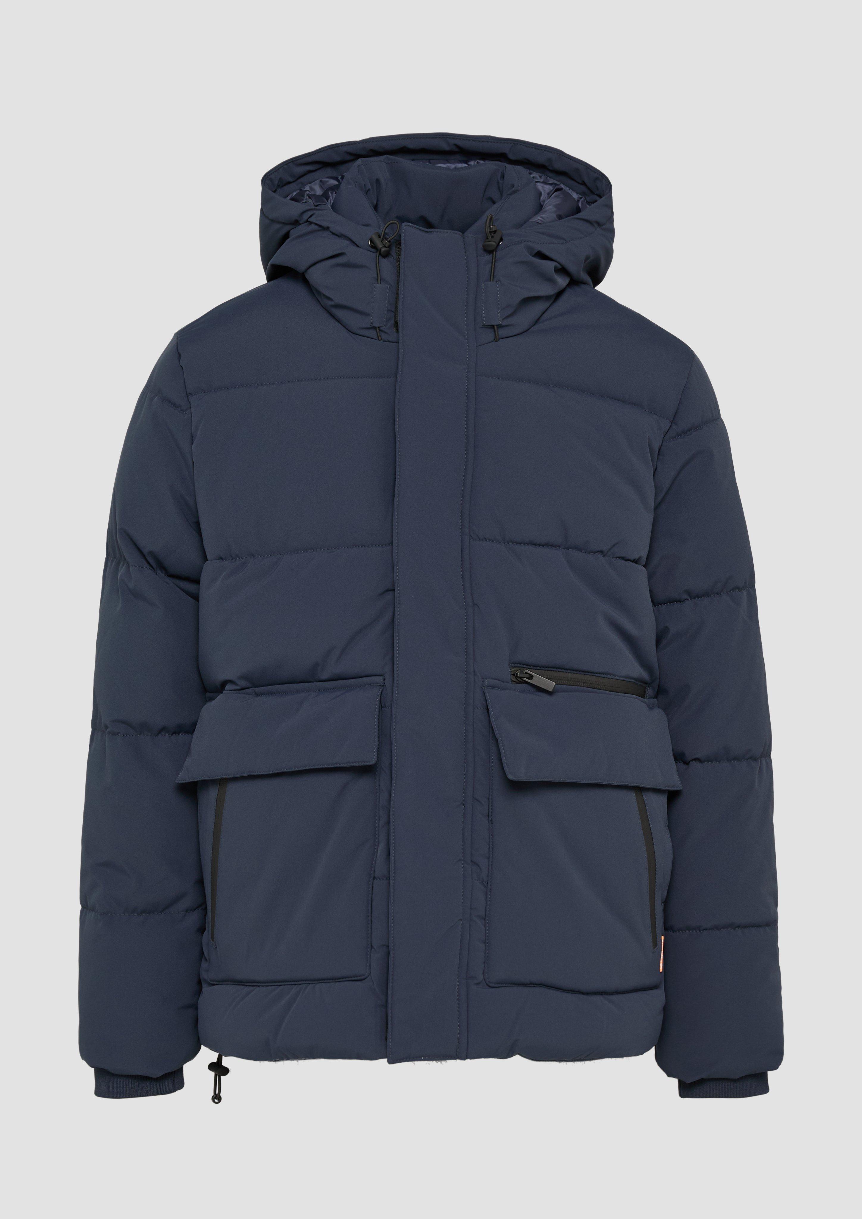 QS - Gesteppte Winterjacke mit Kapuze und Innenkragen, Herren, blau