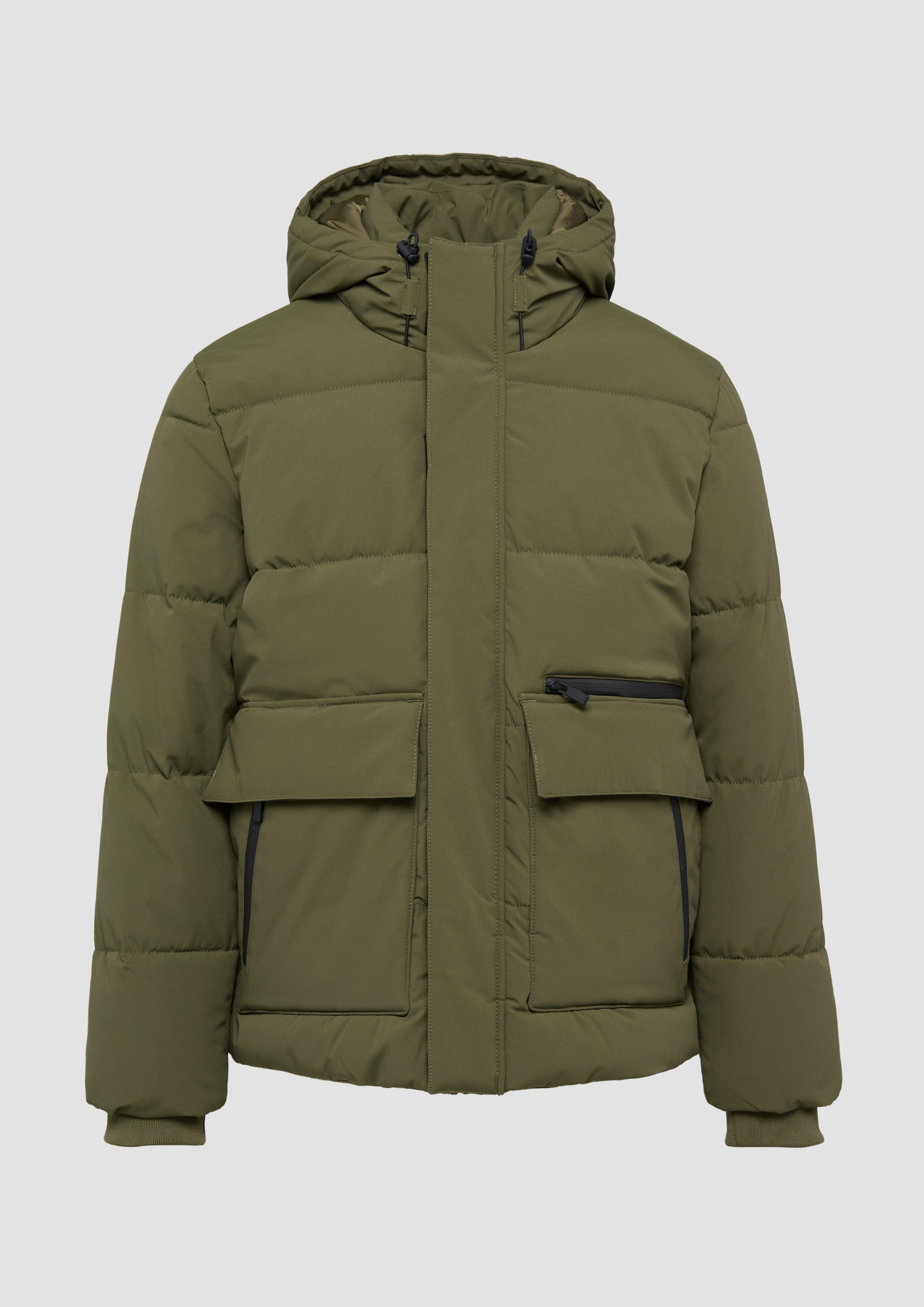 QS - Gesteppte Winterjacke mit Kapuze und Innenkragen, Herren, Grün