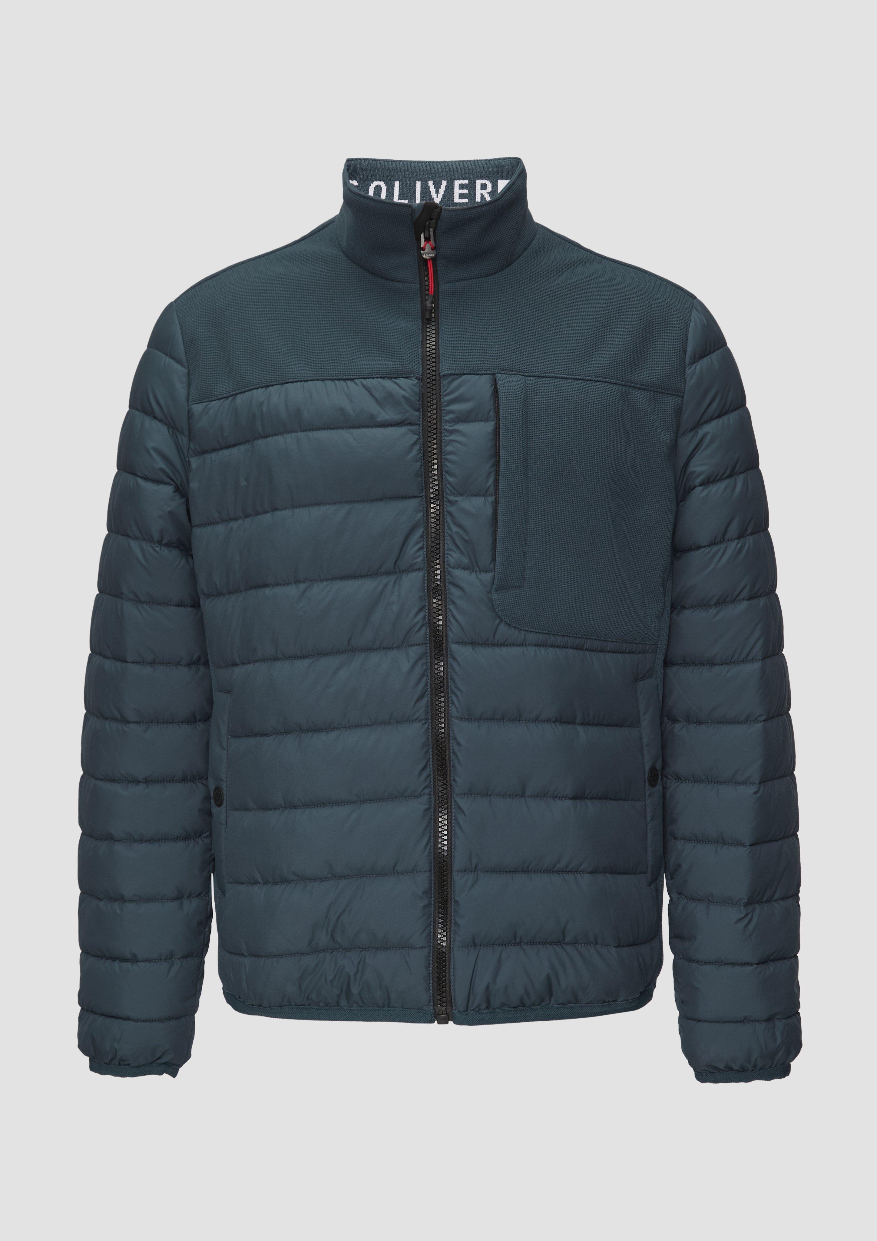 s.Oliver - Leichte Steppjacke im Materialmix mit Kontrast-Details, Herren, blau