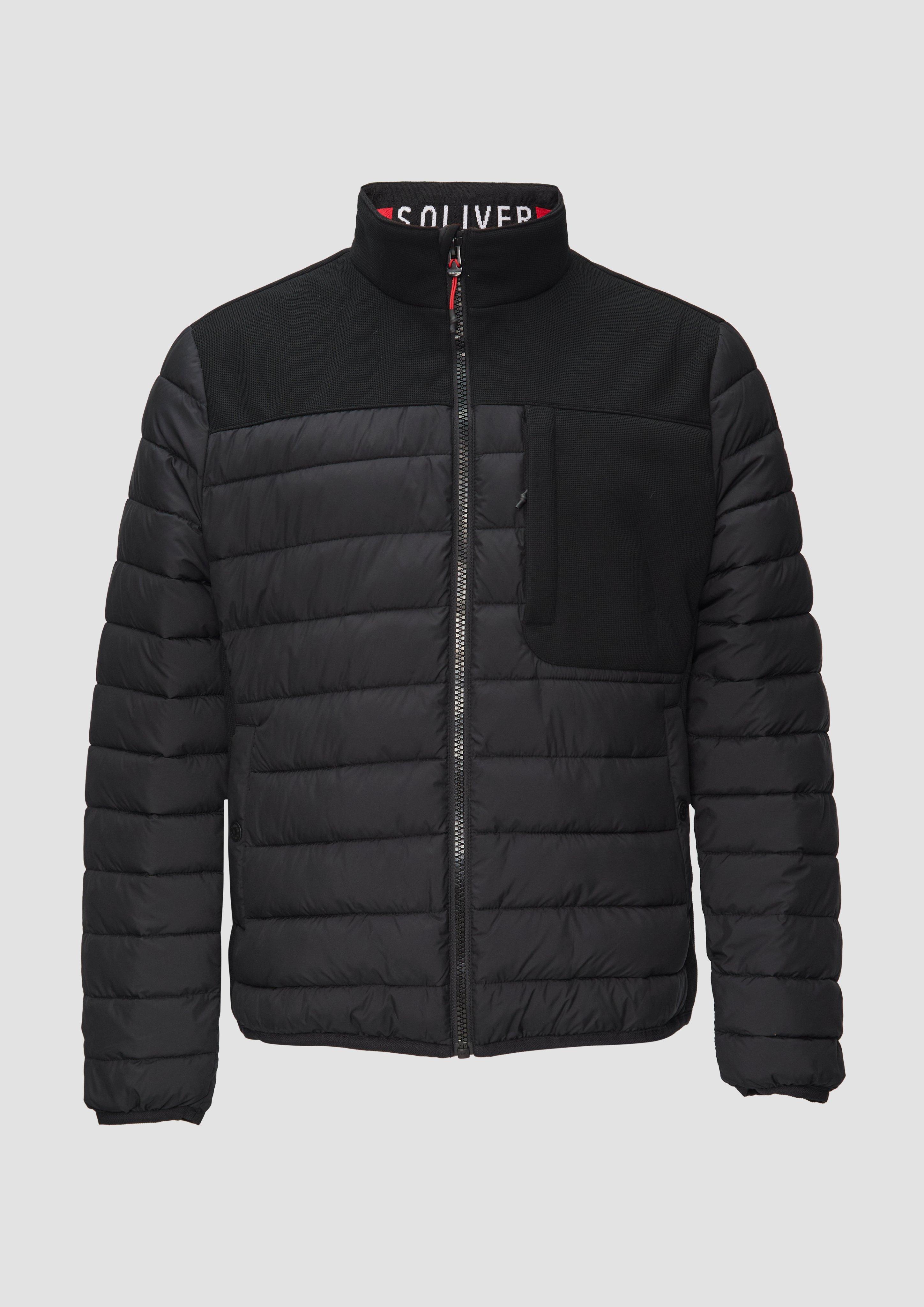 s.Oliver - Leichte Steppjacke im Materialmix mit Kontrast-Details, Herren, schwarz