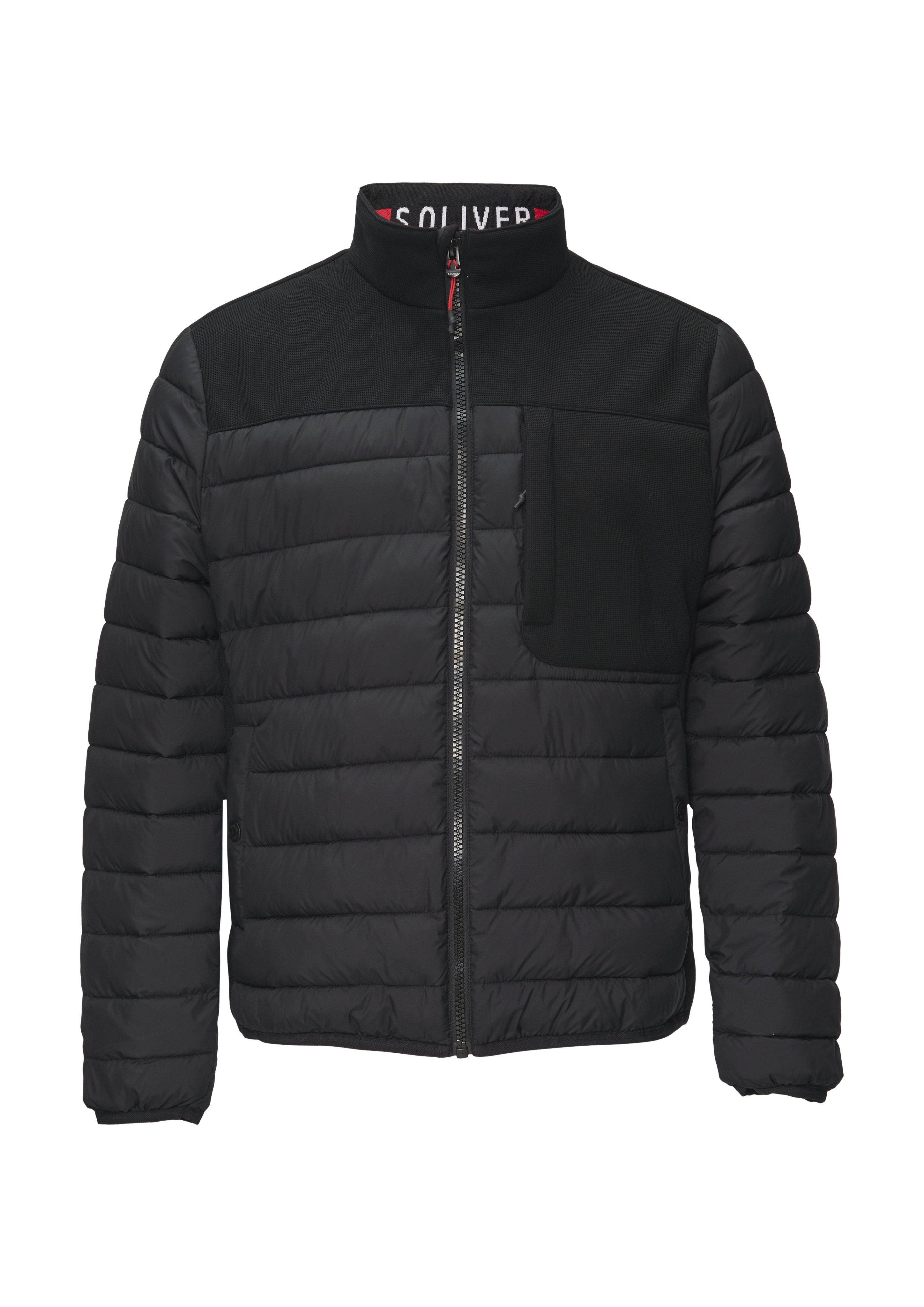 Leichte Steppjacke im Materialmix mit Kontrast-Details Schwarz