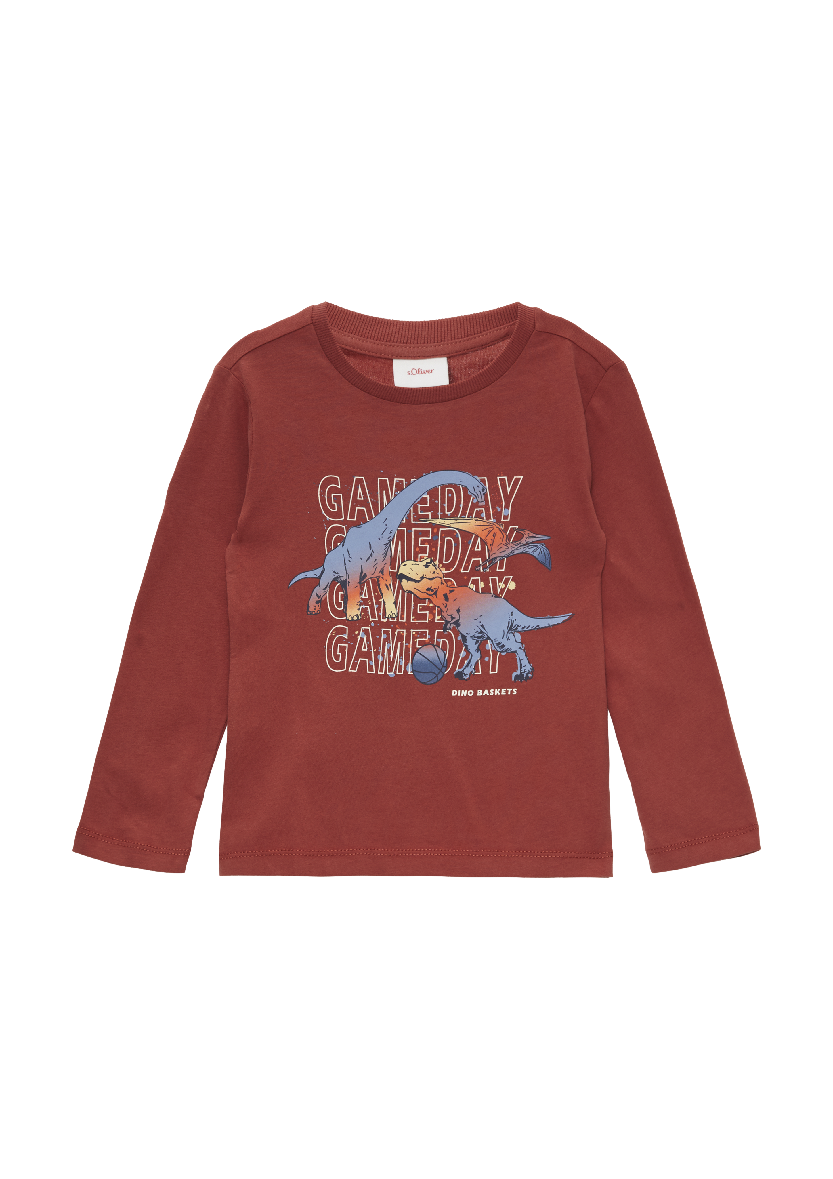 s.Oliver - Langarmshirt aus Baumwolljersey mit Frontprint, Kinder, rot