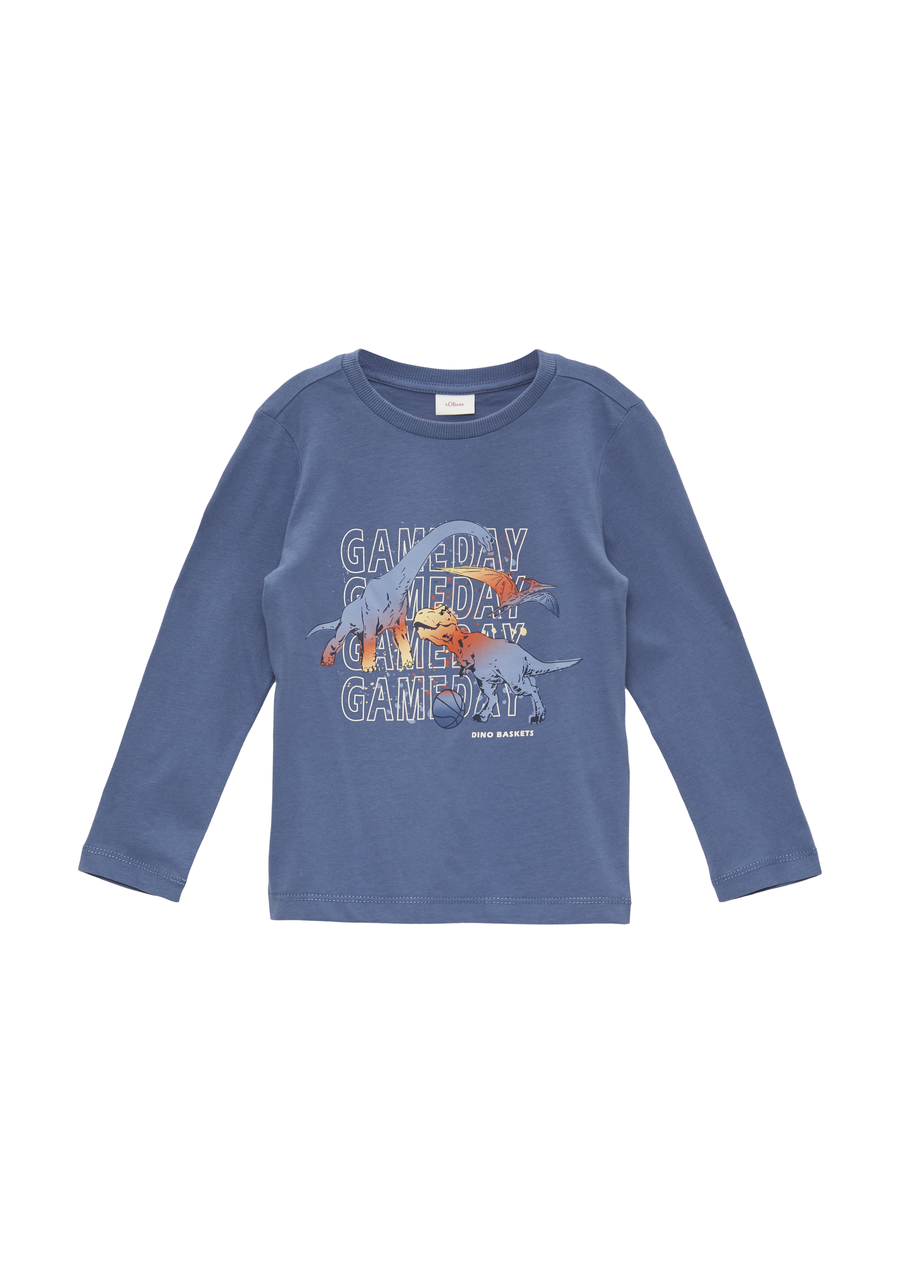 s.Oliver - Langarmshirt aus Baumwolljersey mit Frontprint, Kinder, blau