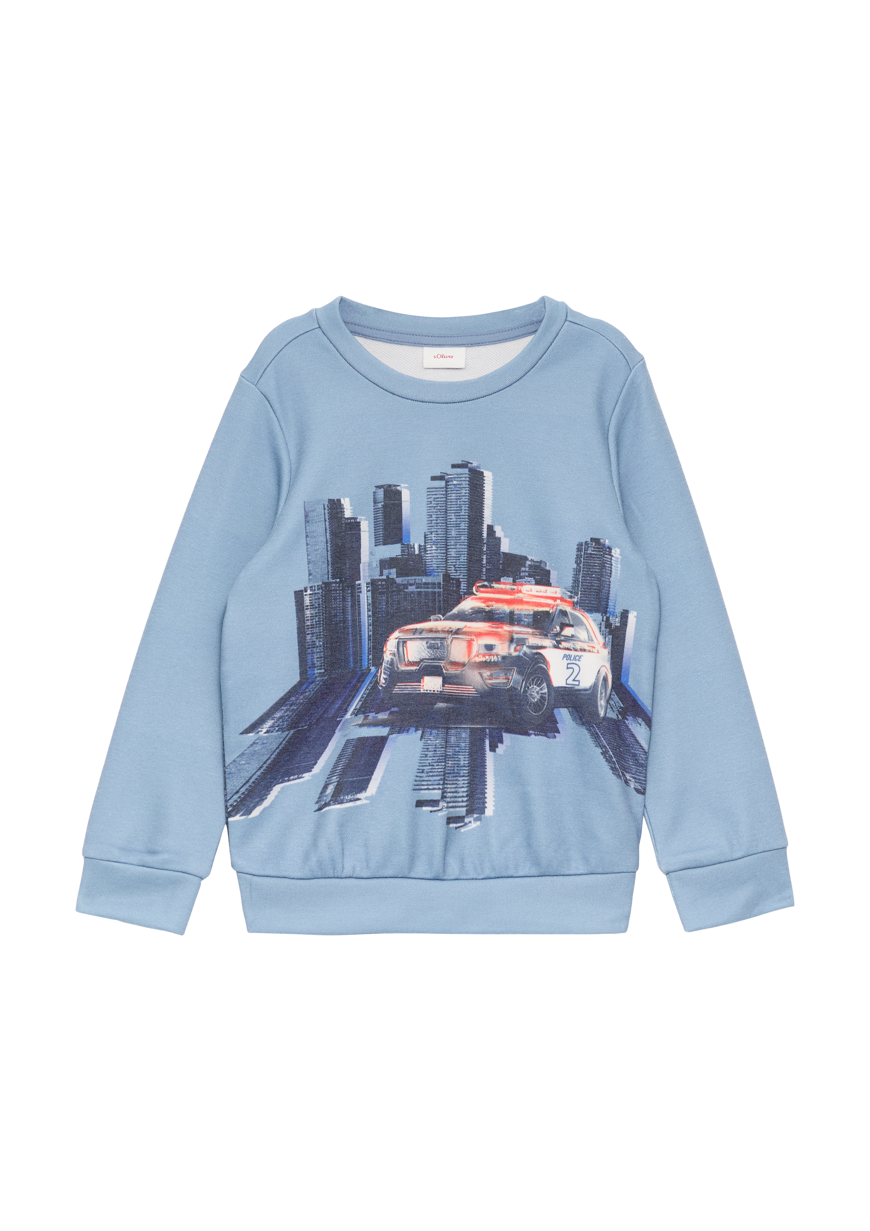 s.Oliver - Sweatshirt mit Print und Rippbündchen, Kinder, blau