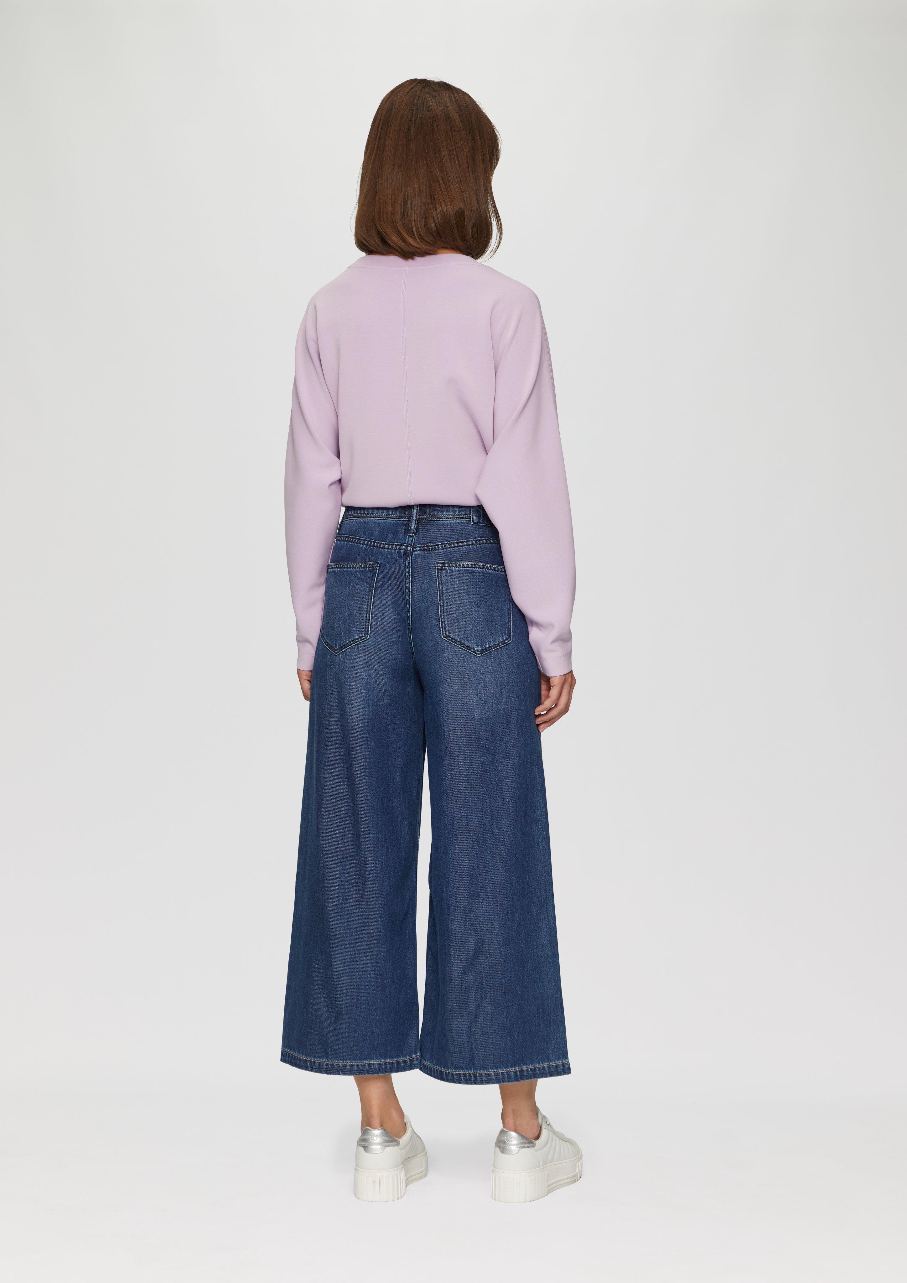 【Anyone more】Kanti Wide Cut Washing Denim Pants Denim culottes with a garment wash - Blue | SCAYLE