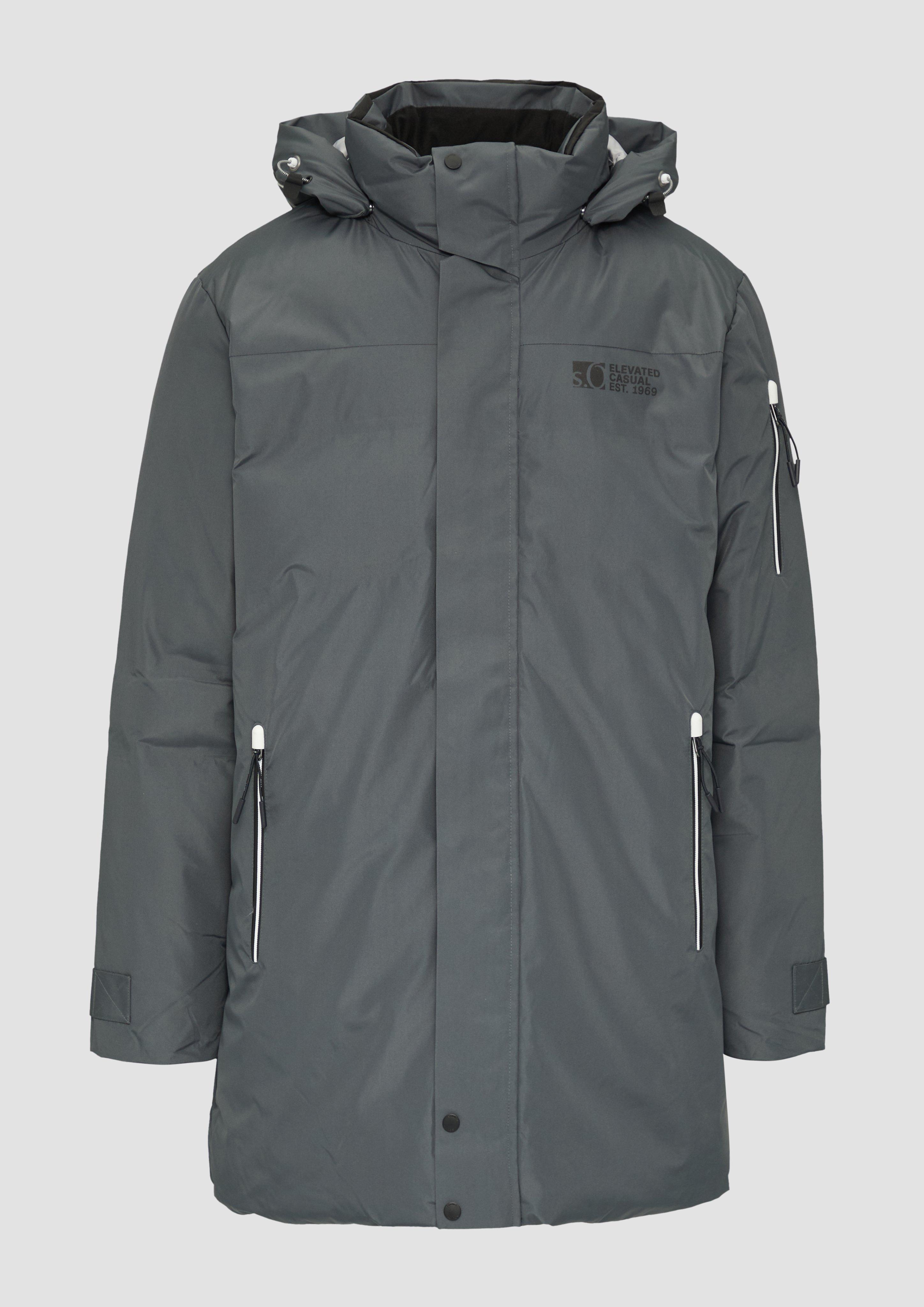 s.Oliver - Wasserabweisender wattierter Parka mit Kontrast-Details, Herren, grau