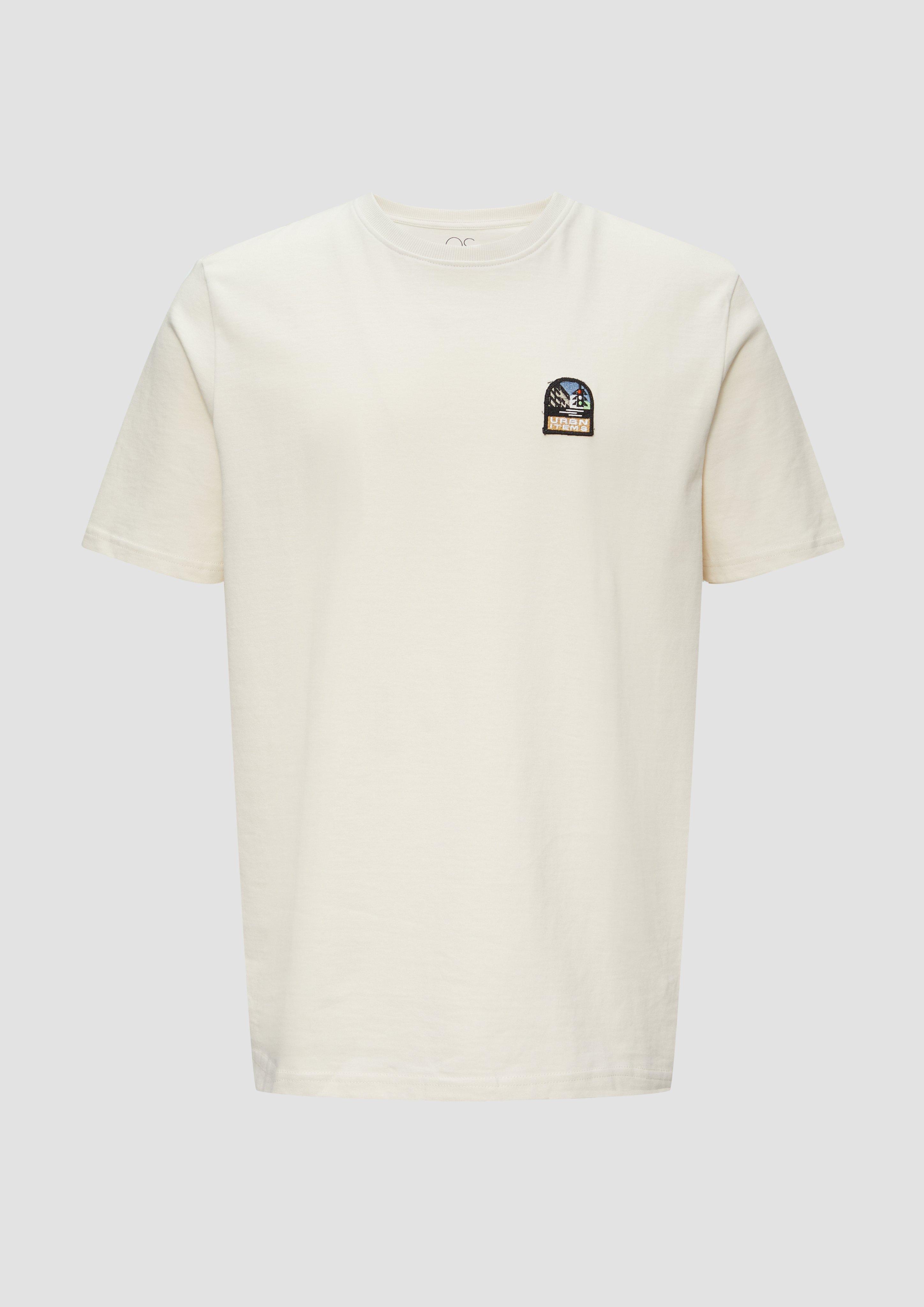 QS - T-Shirt mit gesticktem Patch, Herren, creme