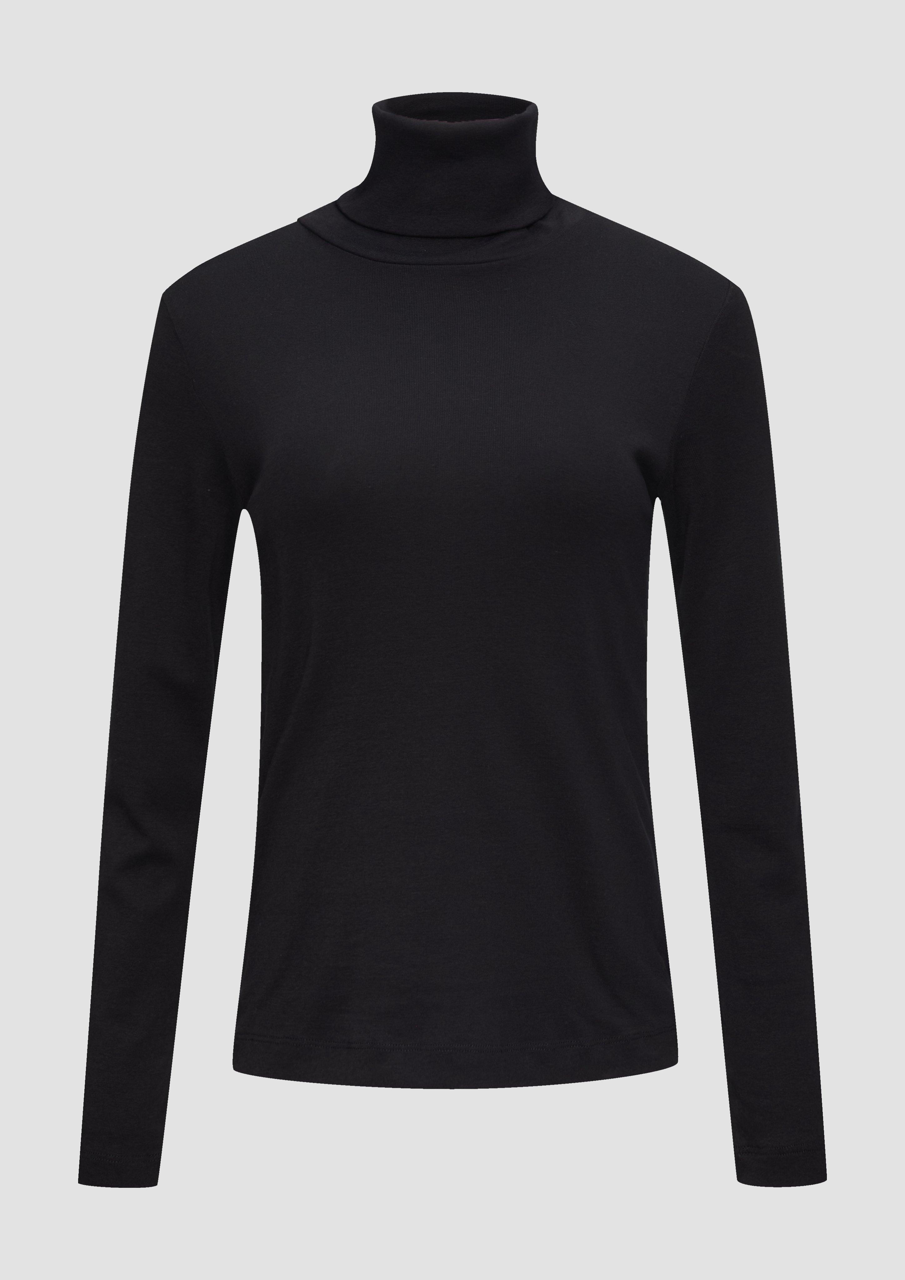 QS - Langarmshirt mit Rollkragen, Damen, schwarz
