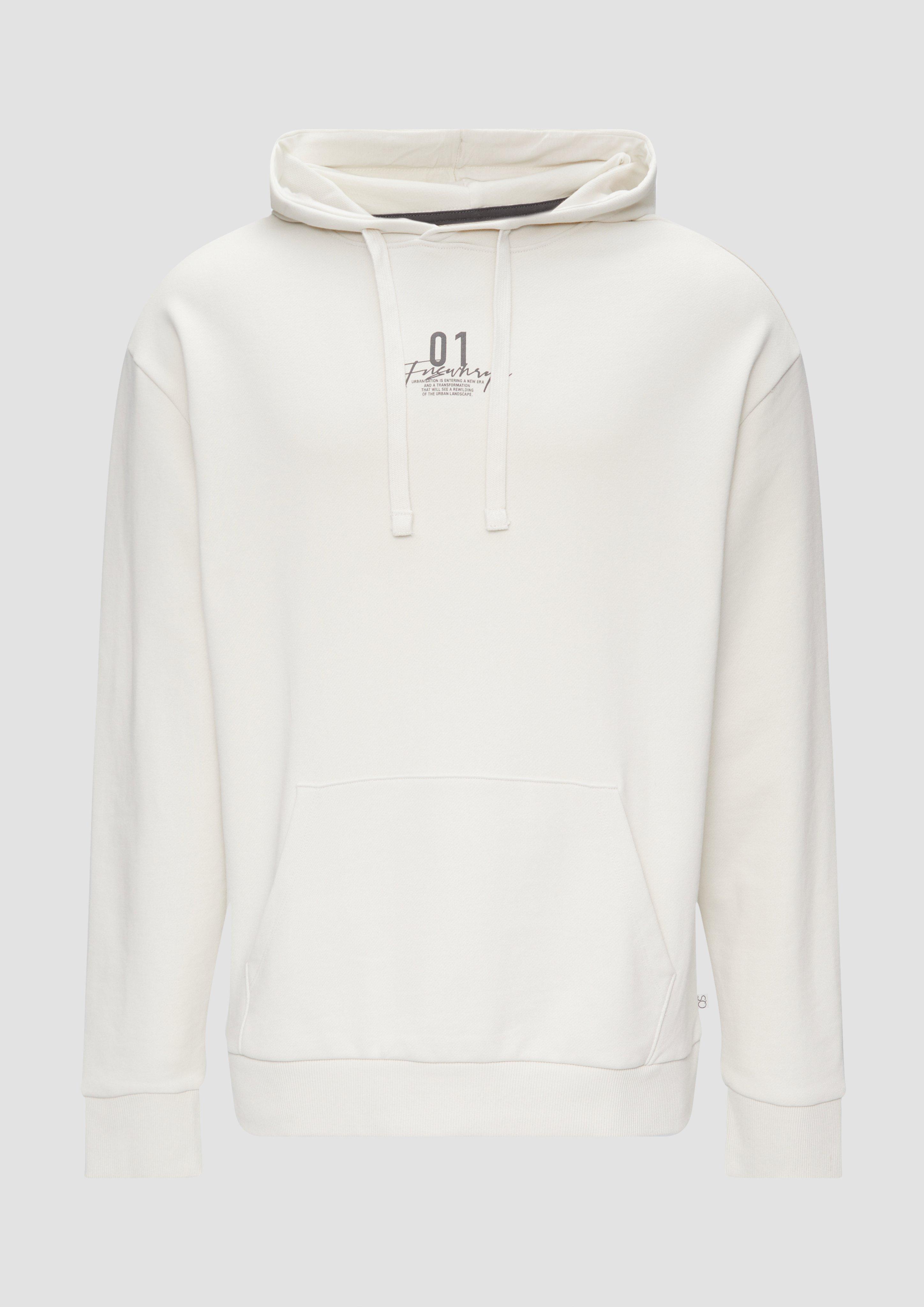 QS - Kapuzen-Sweatshirt mit Frontprint, Herren, creme