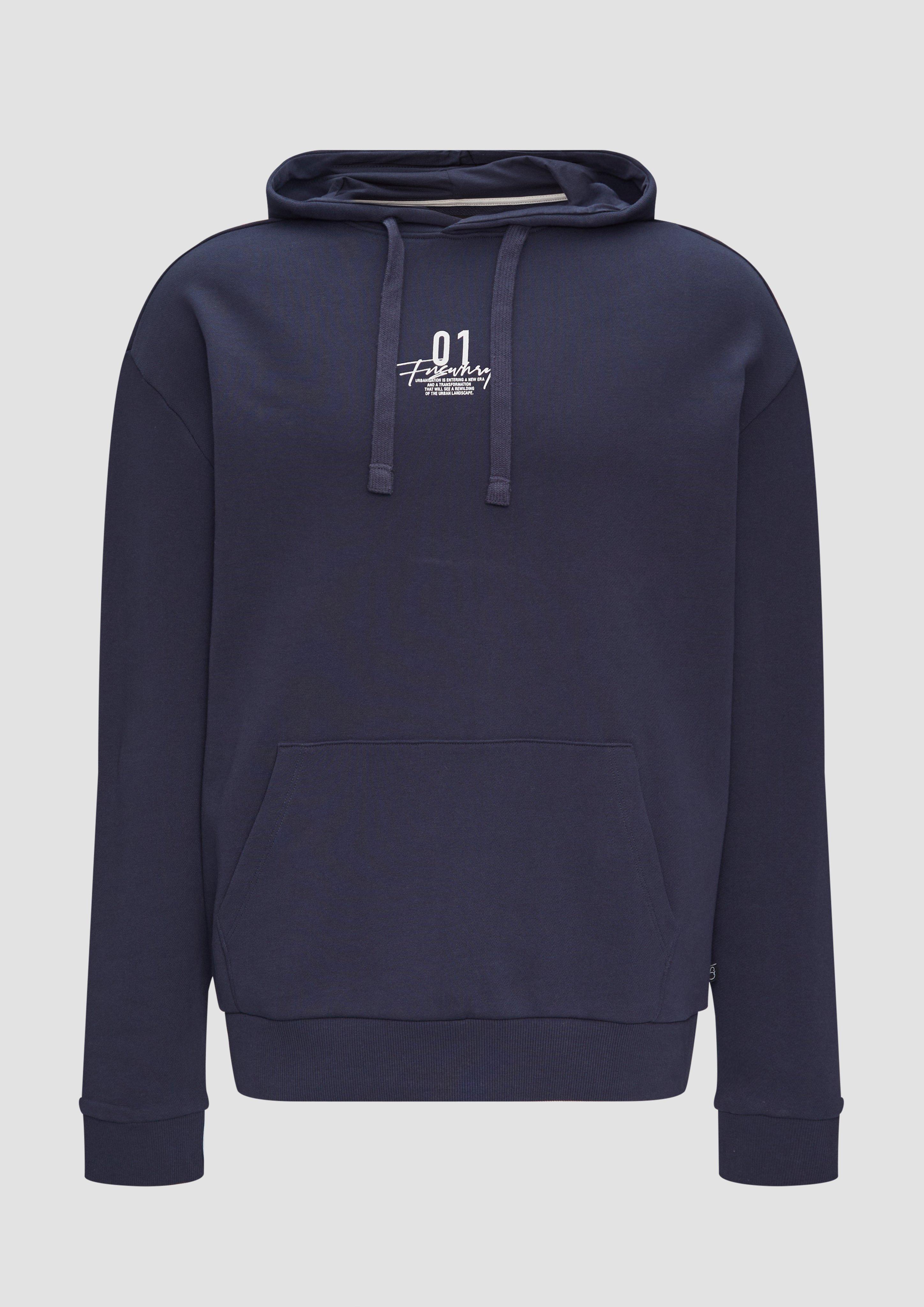 QS - Kapuzen-Sweatshirt mit Frontprint, Herren, blau