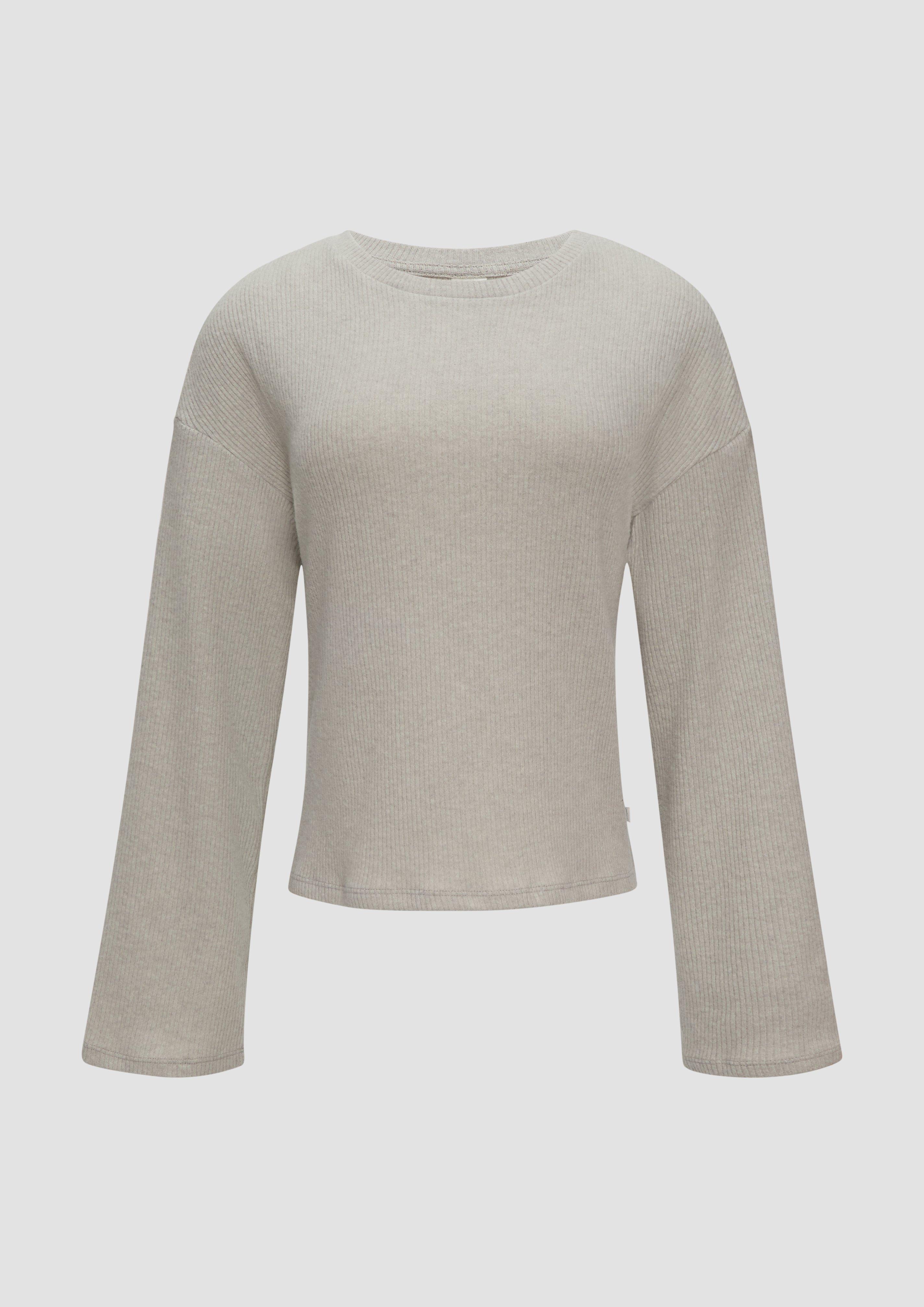 s.Oliver Flauschiges Rippshirt in melierter Optik