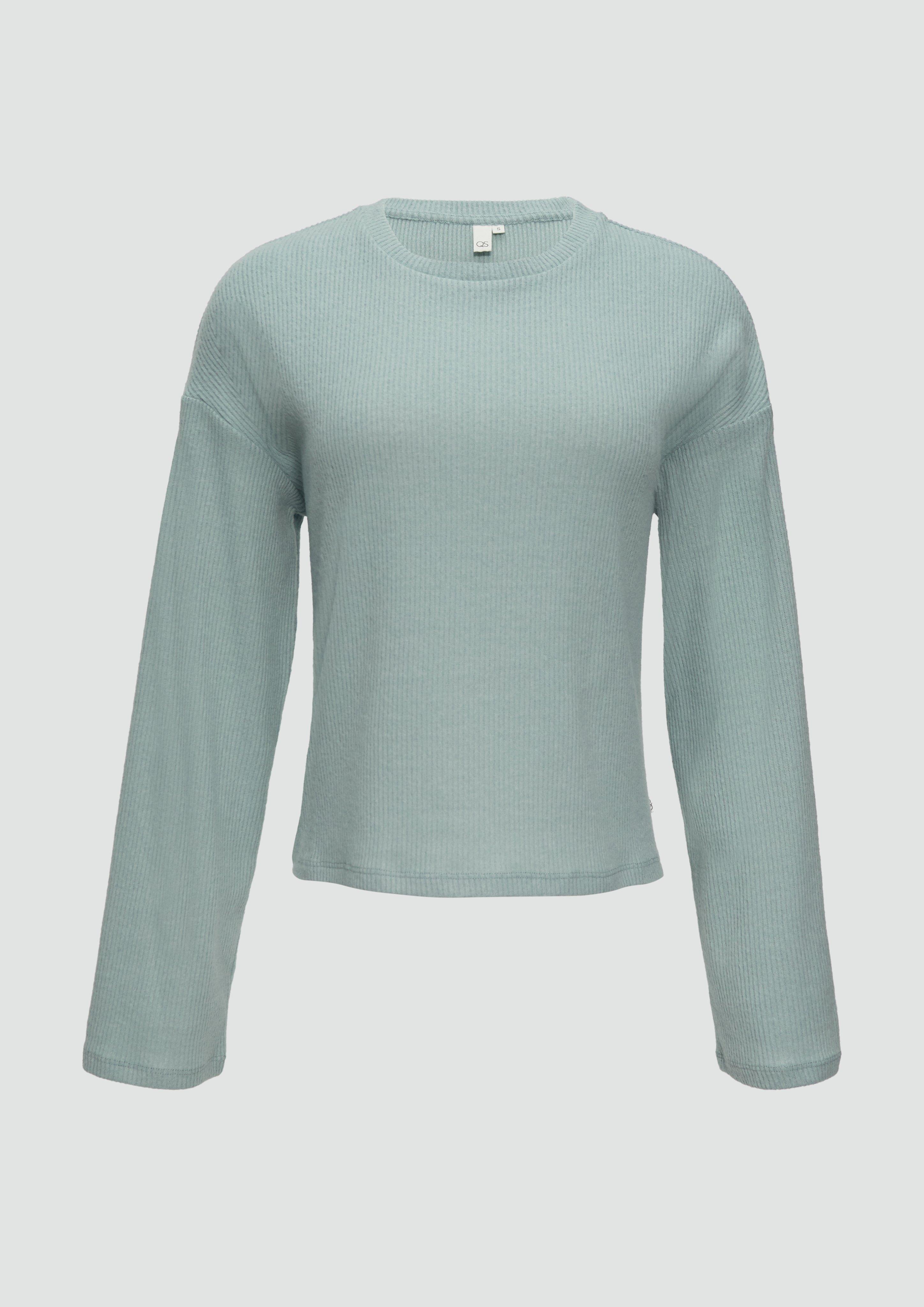 s.Oliver Flauschiges Rippshirt in melierter Optik