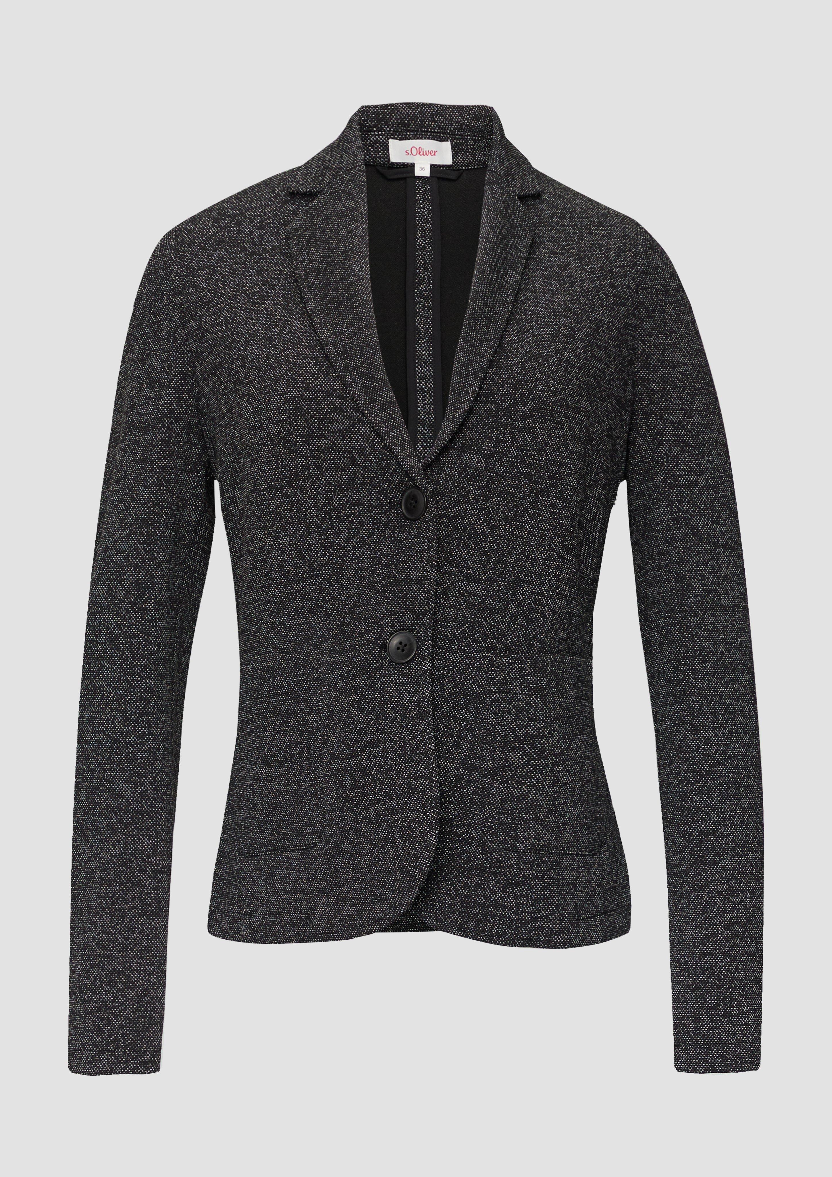 s.Oliver - Blazer mit meliertem Muster im Slim Fit, Damen, schwarz