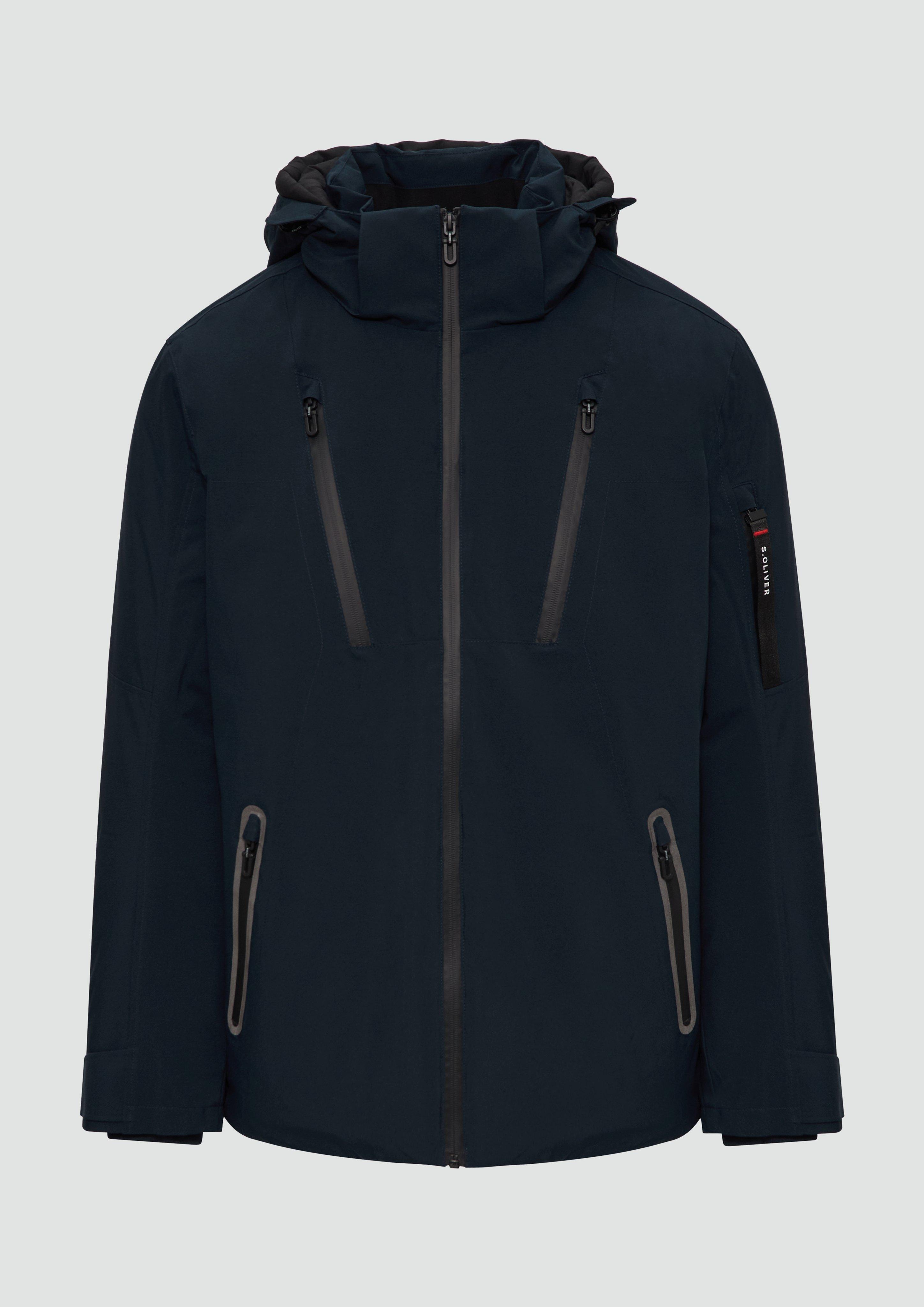 s.Oliver - Wasserabweisende Jacke mit Kapuze und Zip-Details, Herren, blau