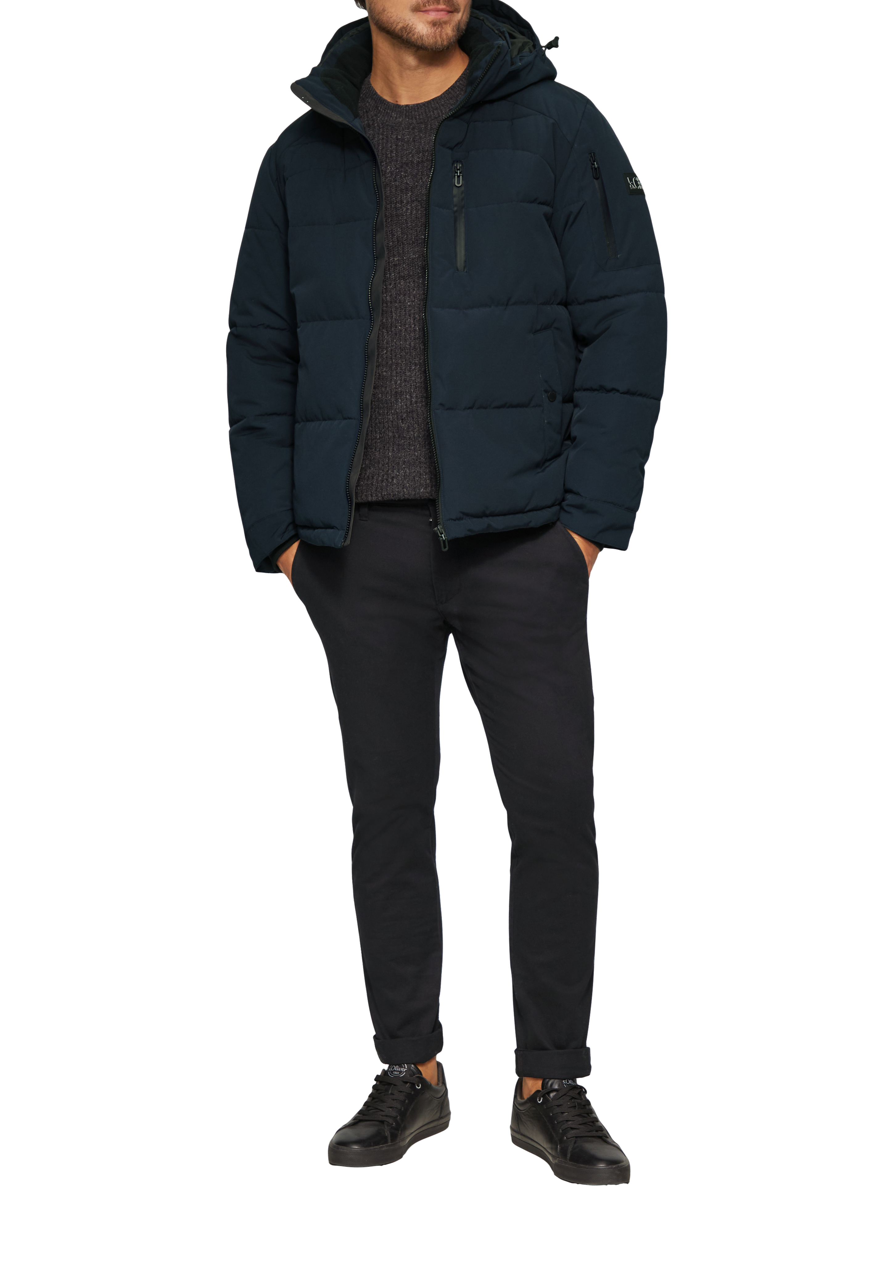 s.Oliver RED LABEL Gewatteerde jas met afneembare capuchon in blauw