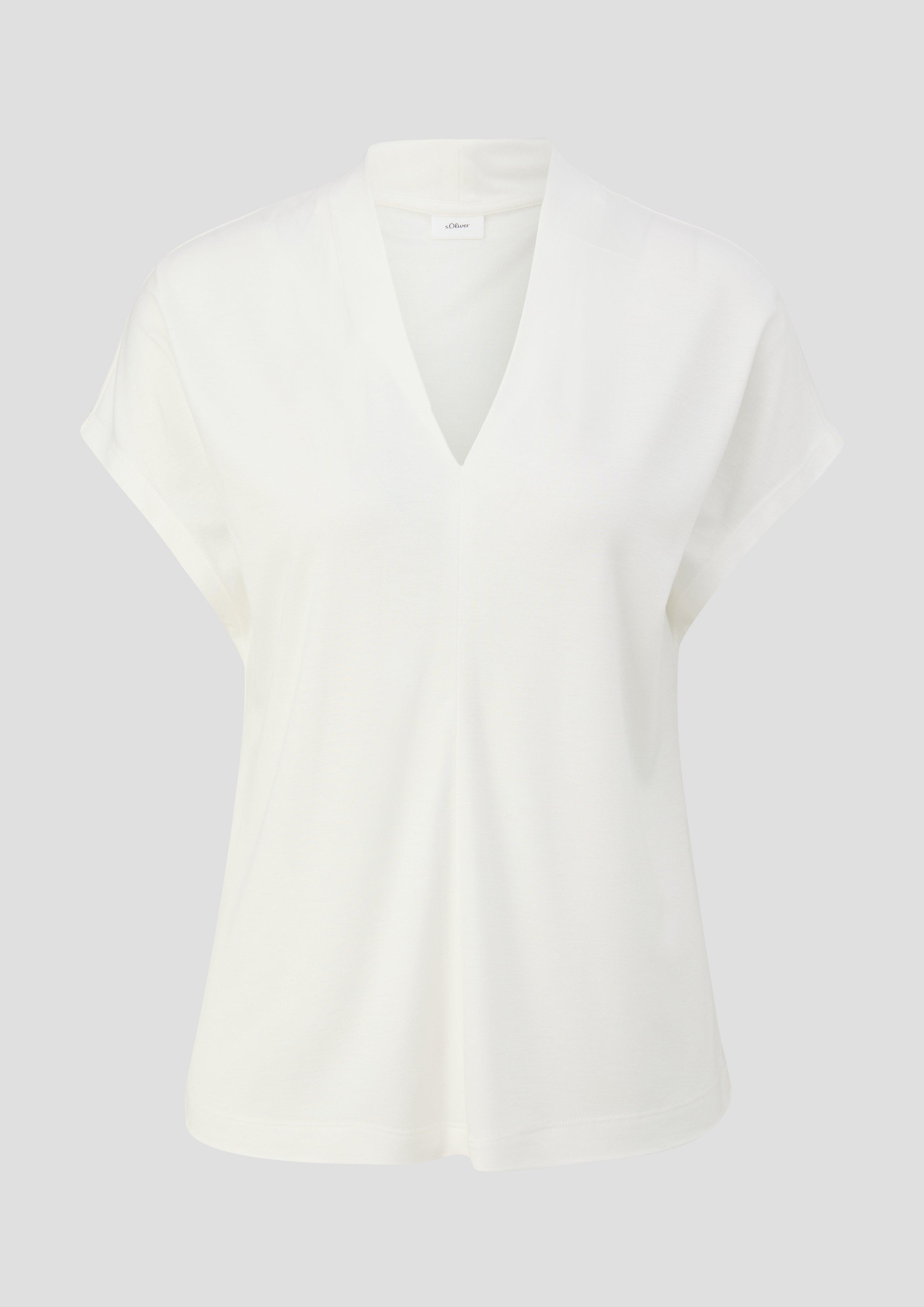 s.Oliver - Viskose-Shirt mit V-Ausschnitt, Damen, creme