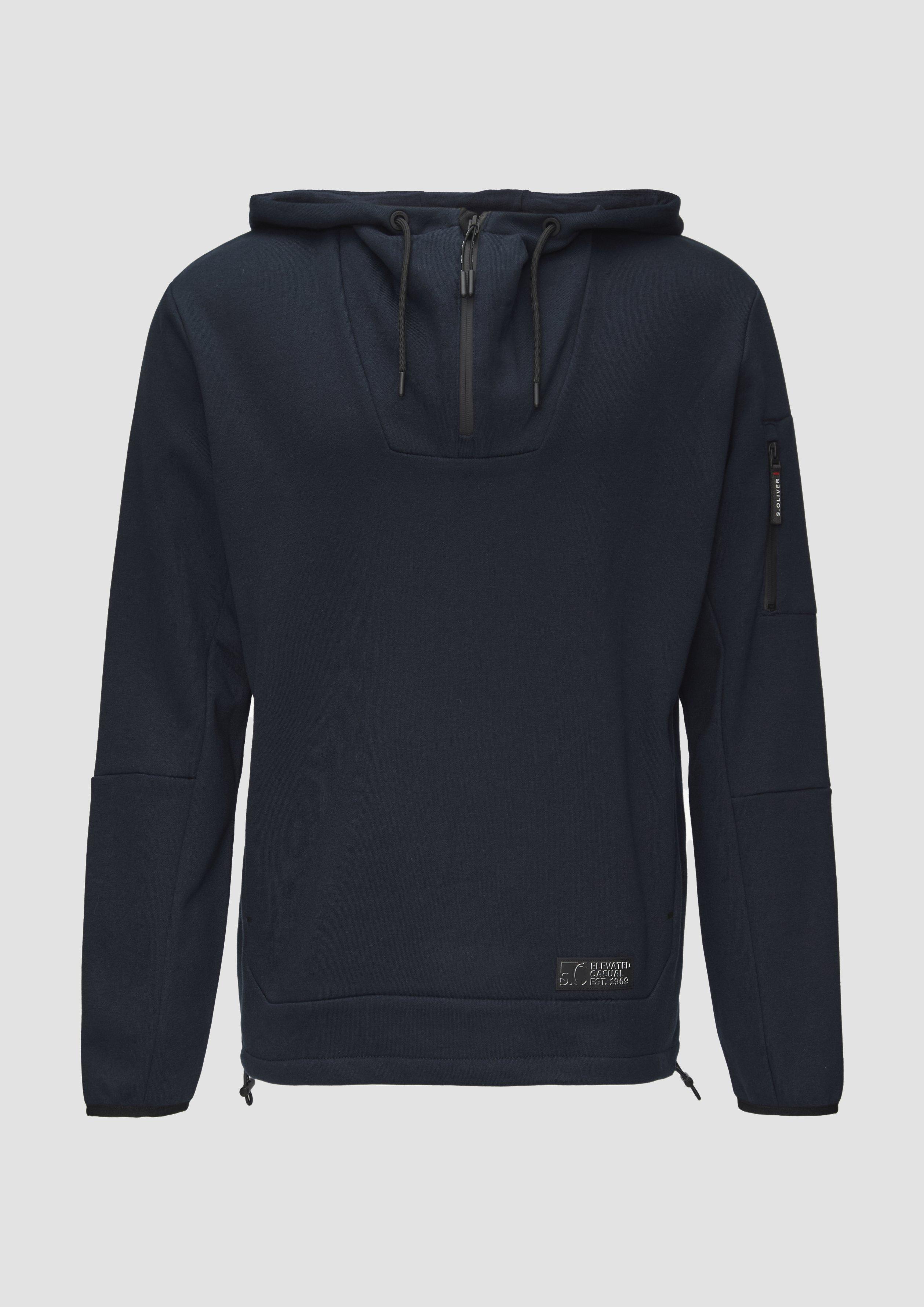 s.Oliver - Sportives Kapuzen-Sweatshirt mit Zip-Details, Herren, blau