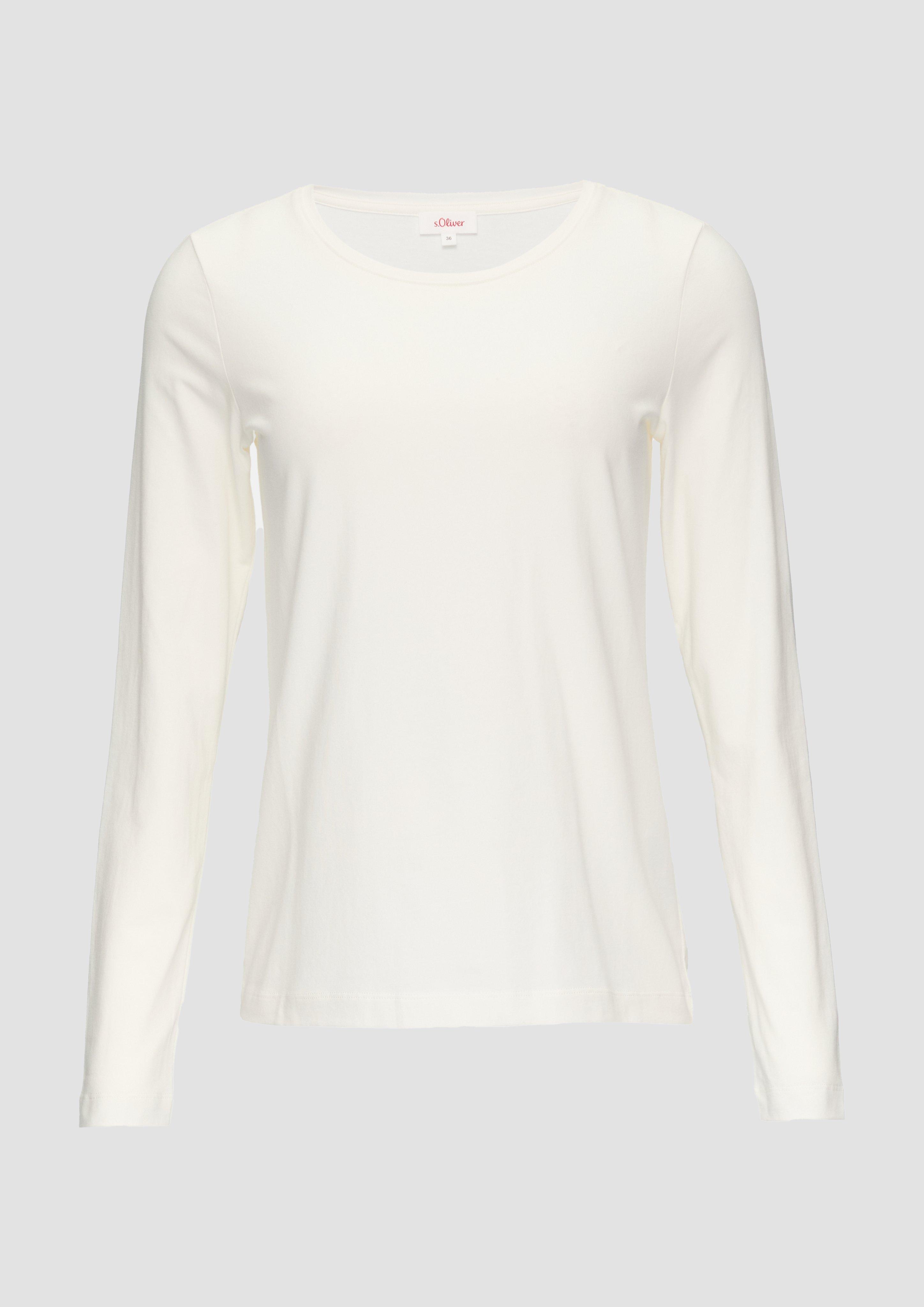 s.Oliver - Longsleeve aus Baumwollstretch, Damen, creme