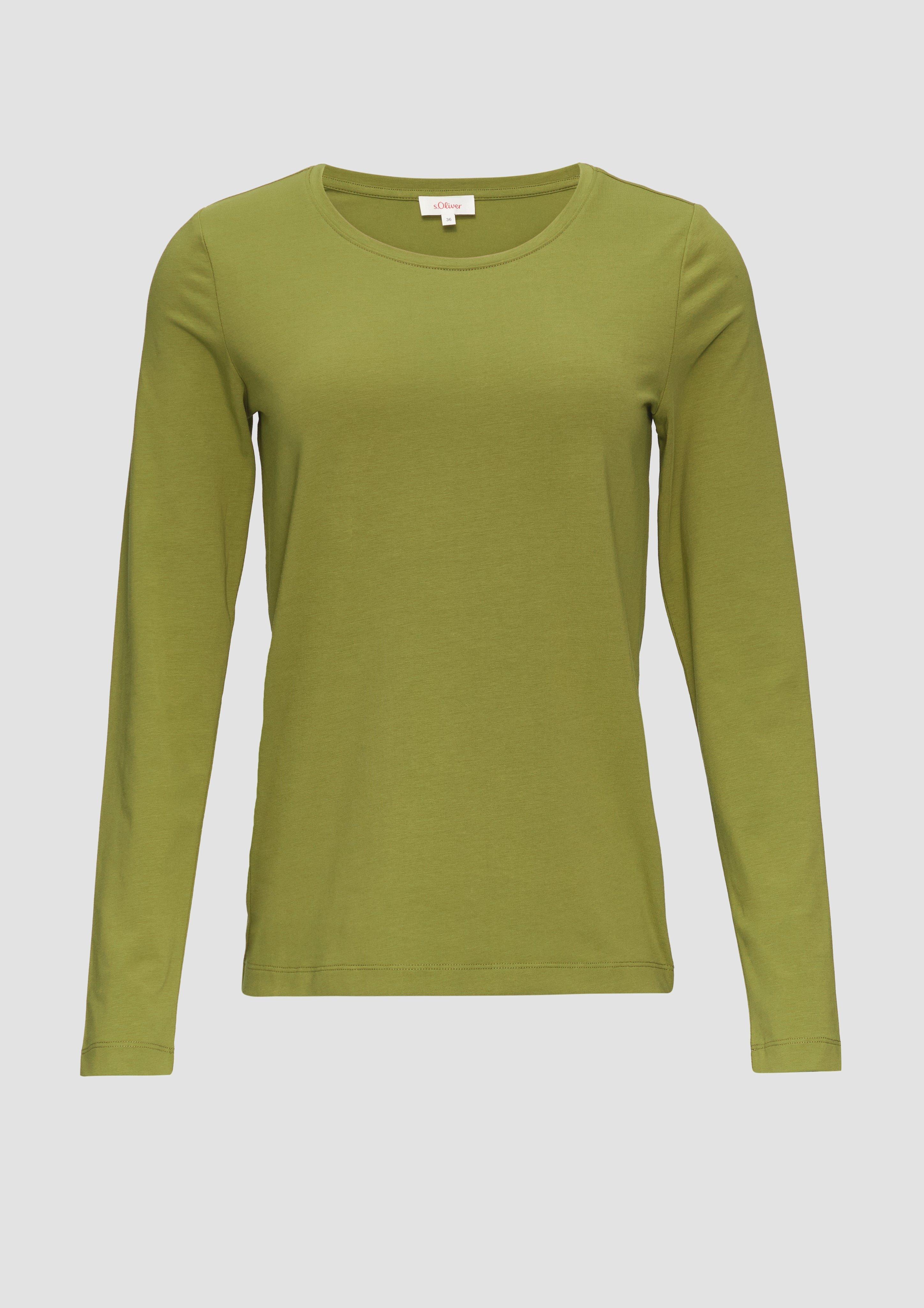 s.Oliver - Longsleeve aus Baumwollstretch, Damen, grün