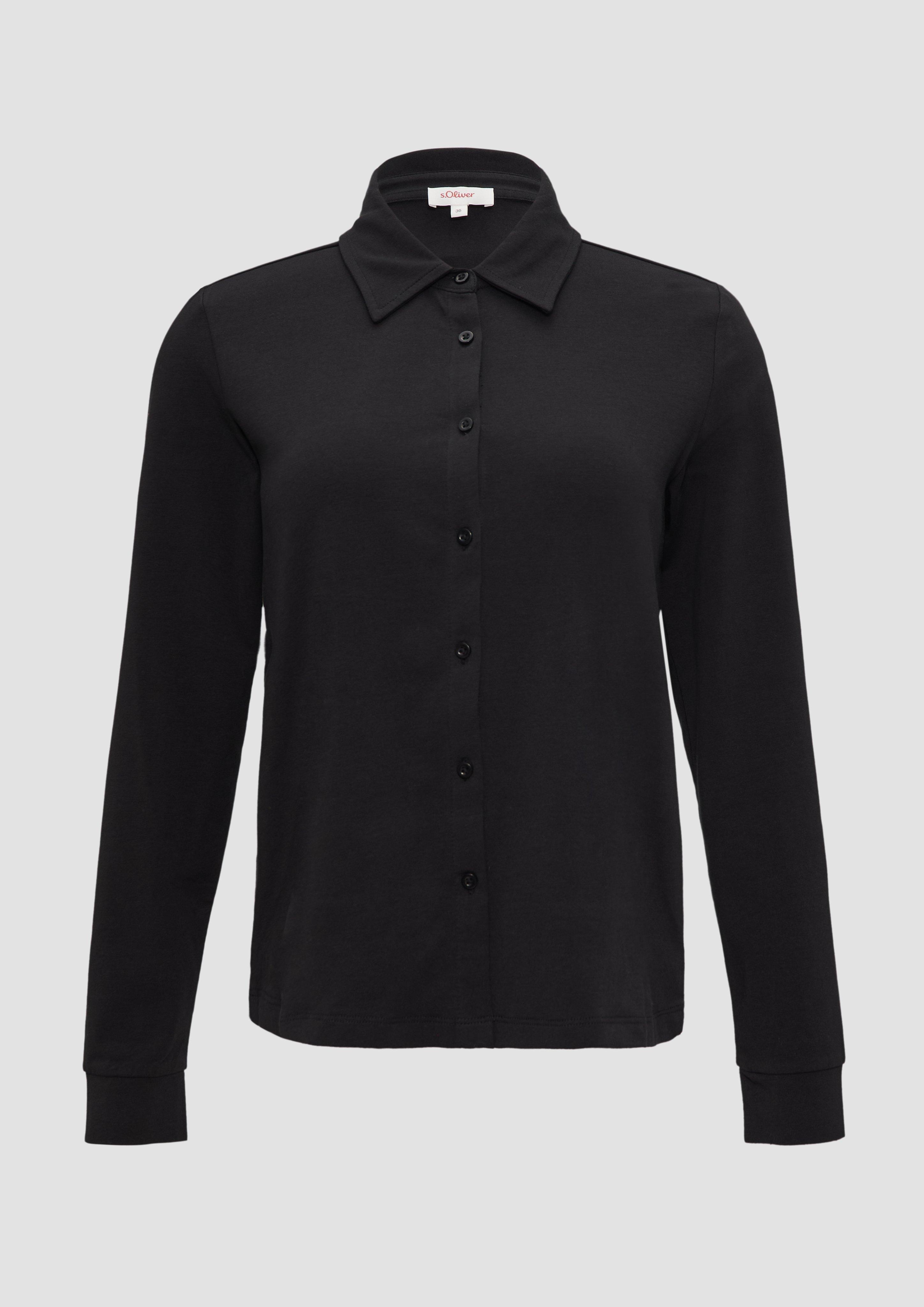 Thumbnail - s.Oliver - Hemdbluse aus Jersey, Damen, schwarz