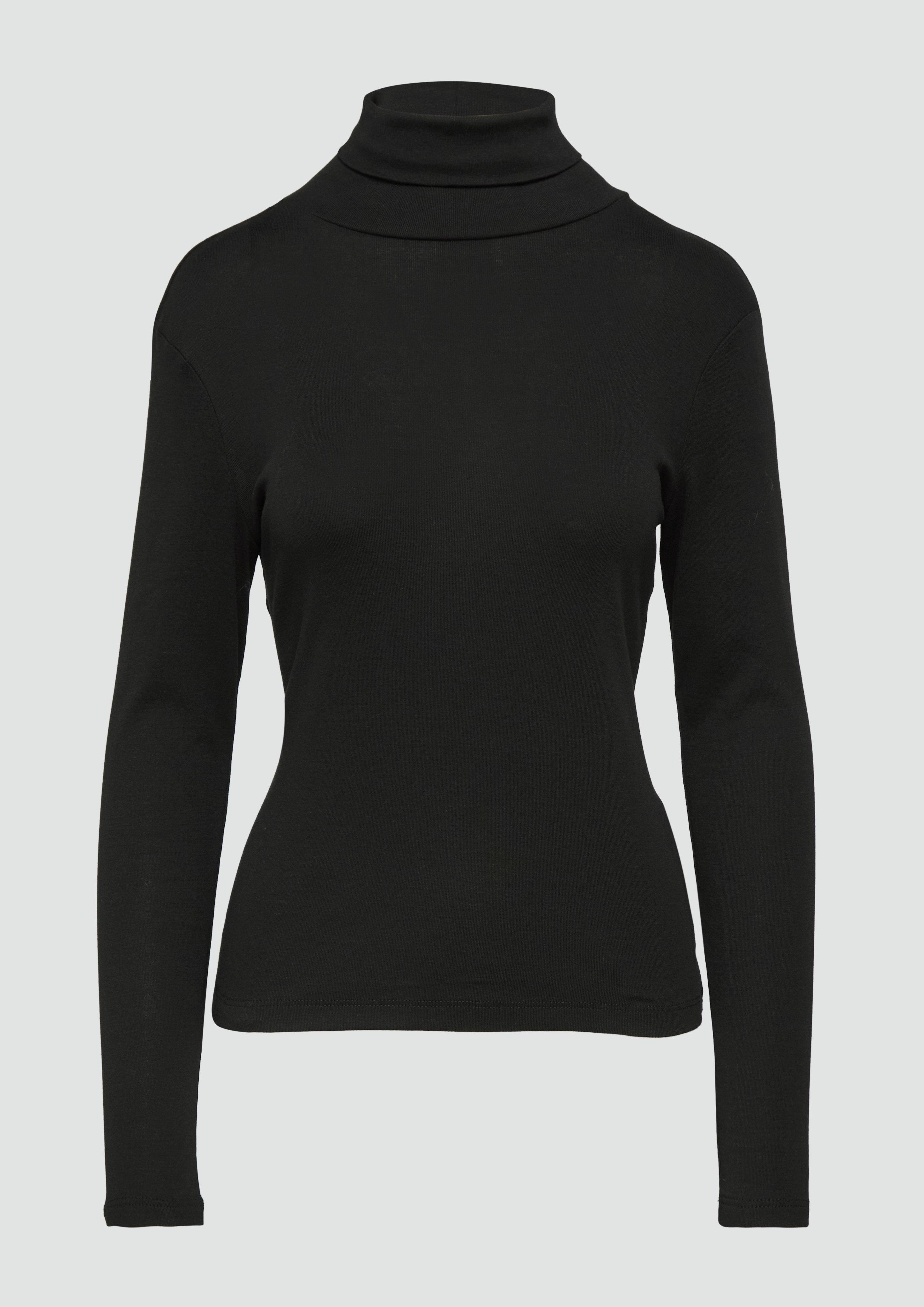 s.Oliver - Elastisches Langarmshirt mit Rollkragen, Damen, schwarz