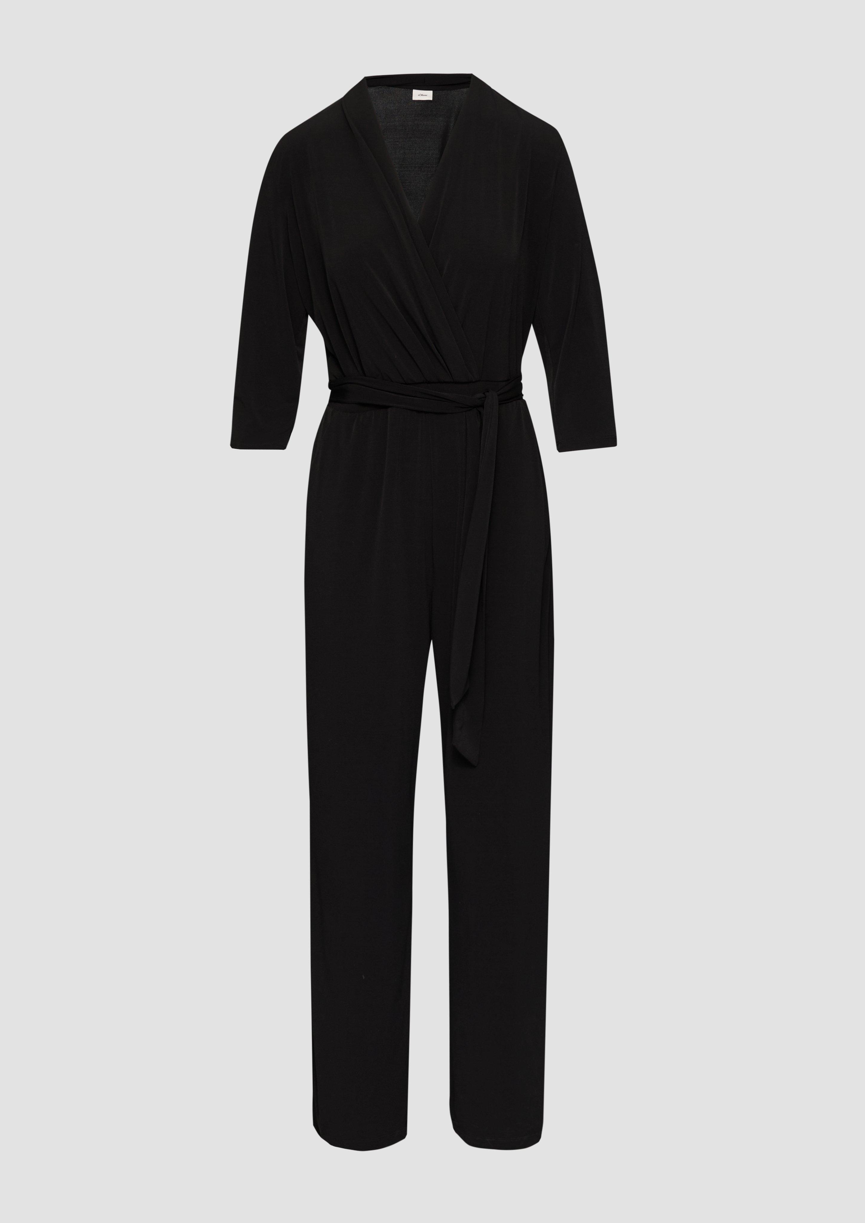 s.Oliver - Jumpsuit in Wickel-Optik, Damen, schwarz