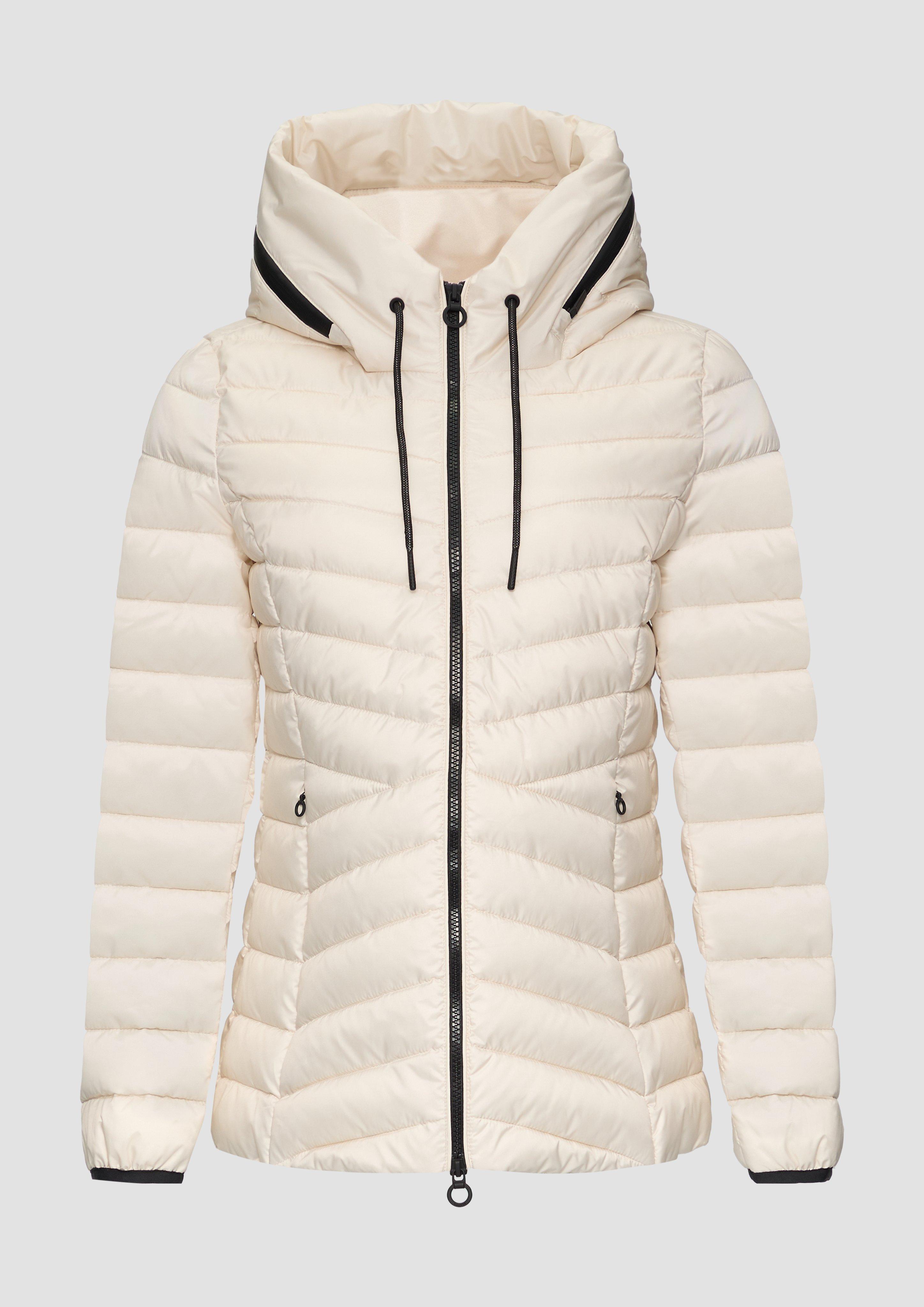 s.Oliver - Leichte Steppjacke mit Logo-Kapuze, Damen, creme