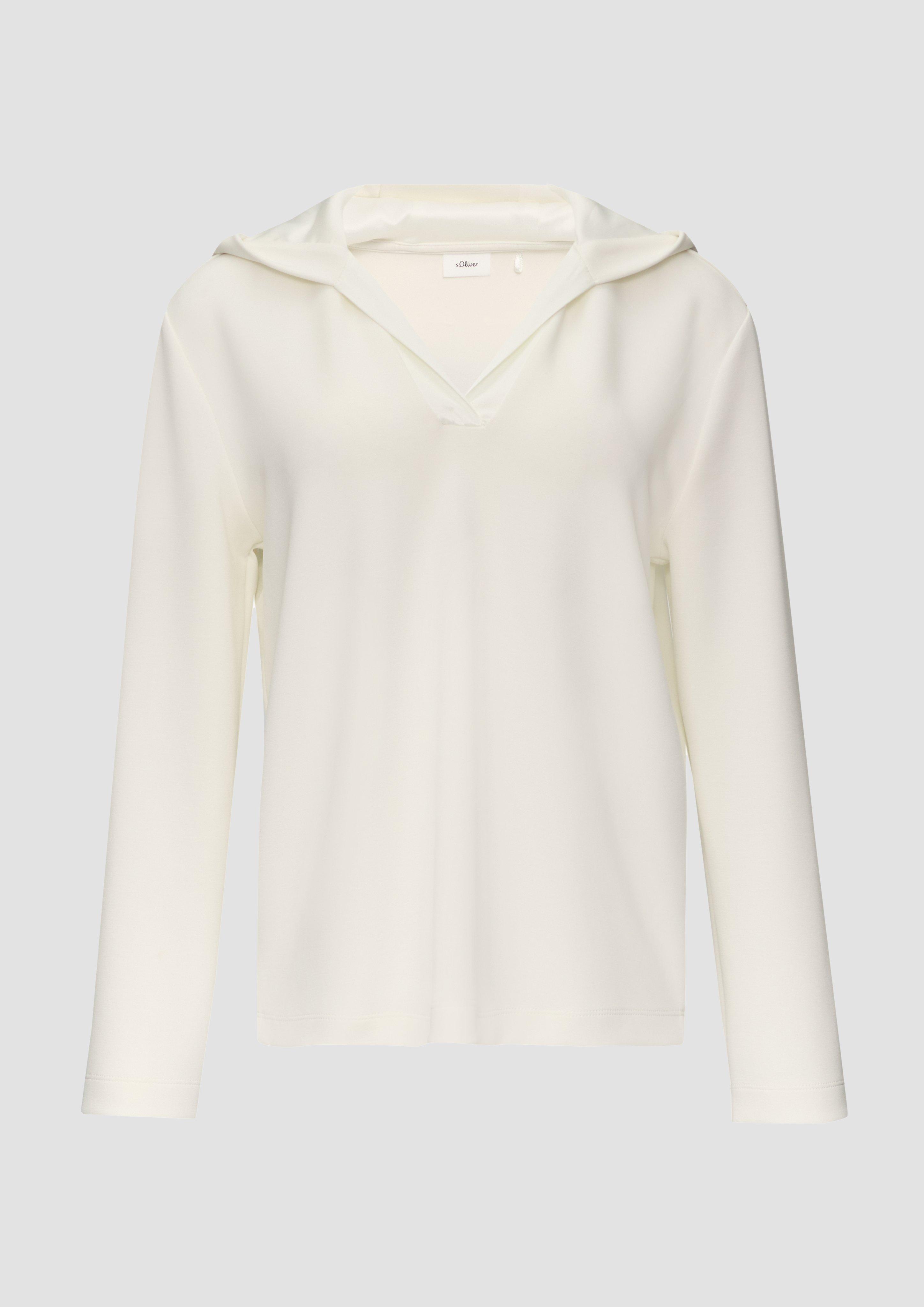 s.Oliver - Kapuzenshirt aus Sweat mit Satin-Details, Damen, creme