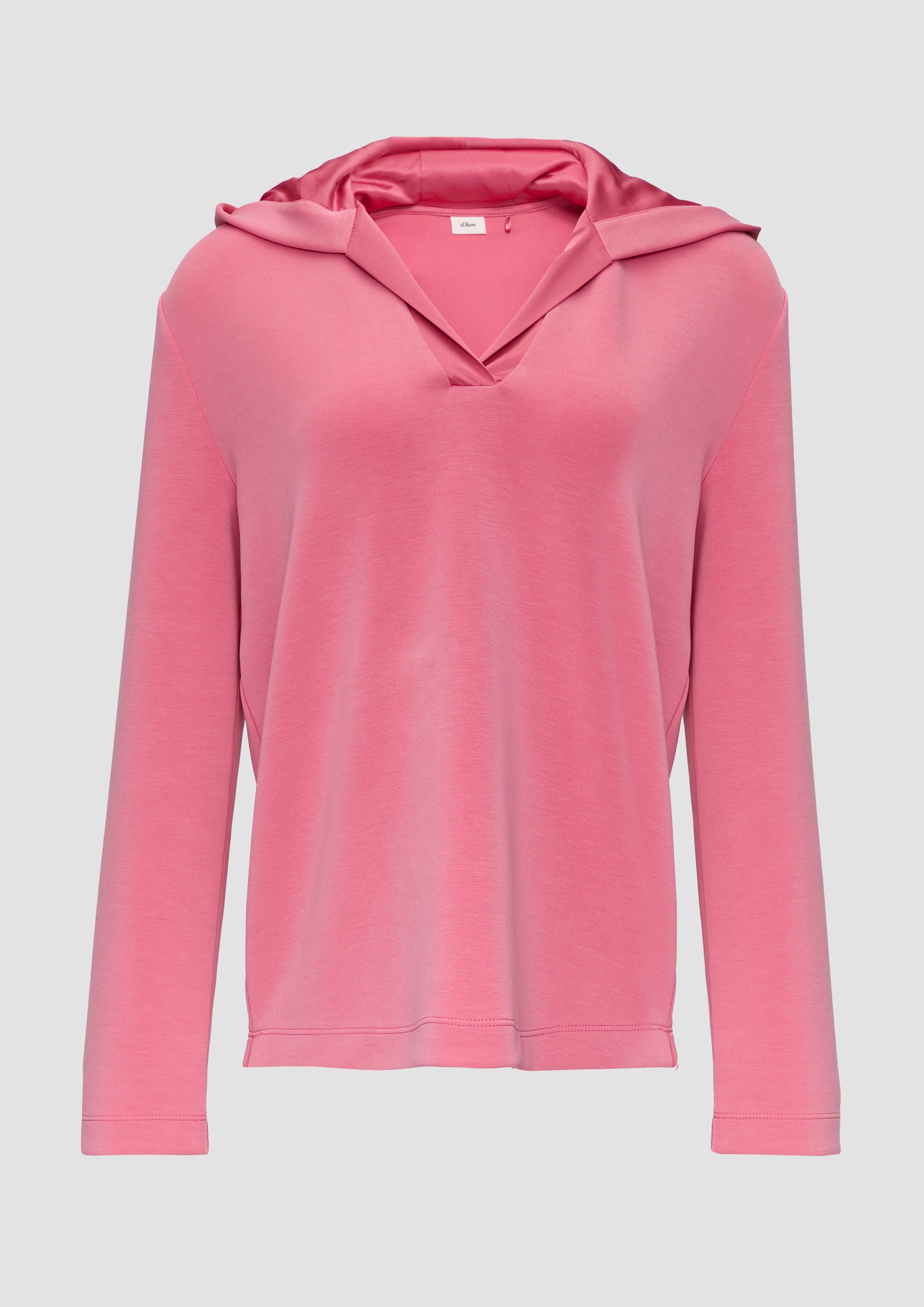 s.Oliver - Kapuzenshirt aus Sweat mit Satin-Details, Damen, Rosa