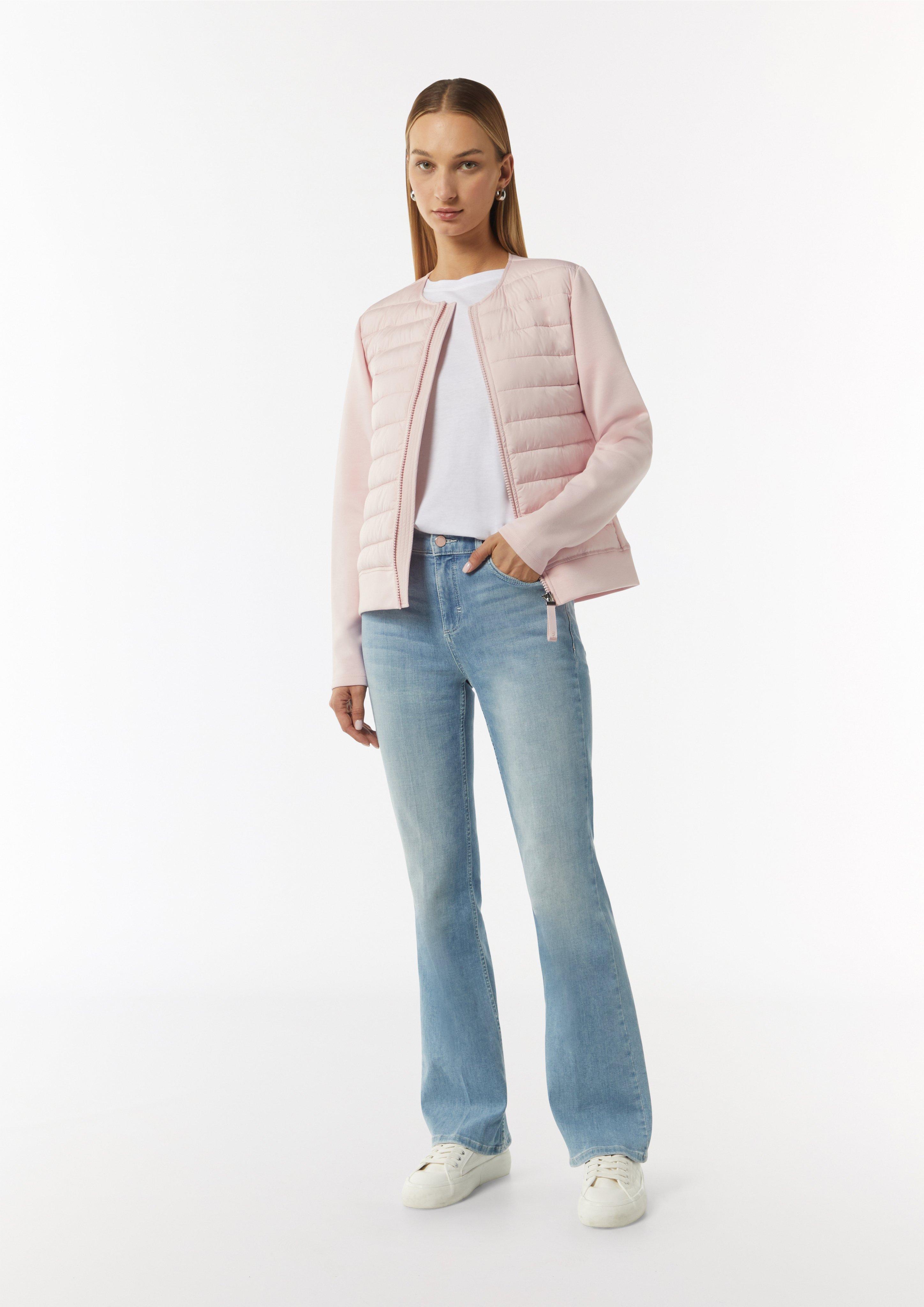 Lightweight quilted jacket in a mix of materials - soft rose Lightweight quilted jacket in a mix of materials - soft rose