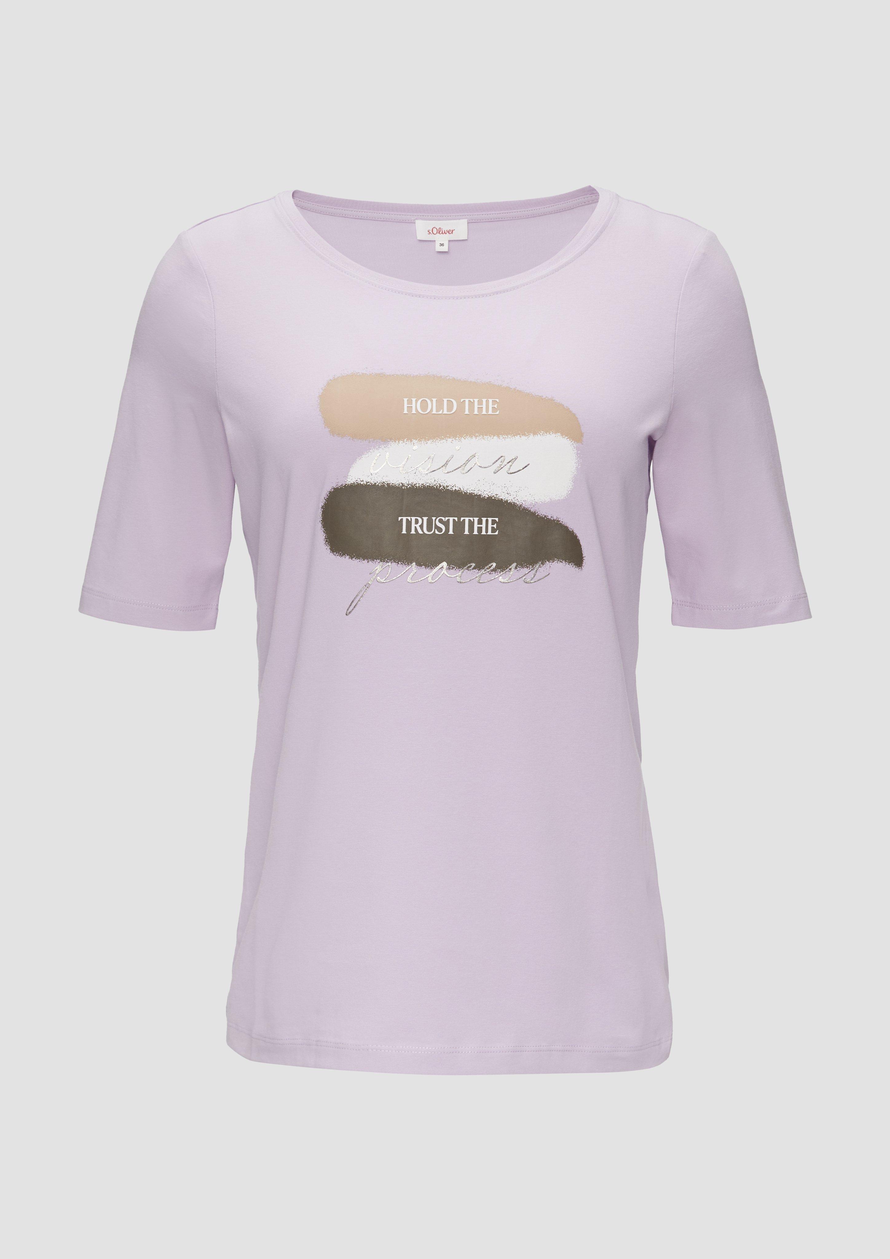 s.Oliver - Elastisches T-Shirt mit Frontprint, Damen, lila