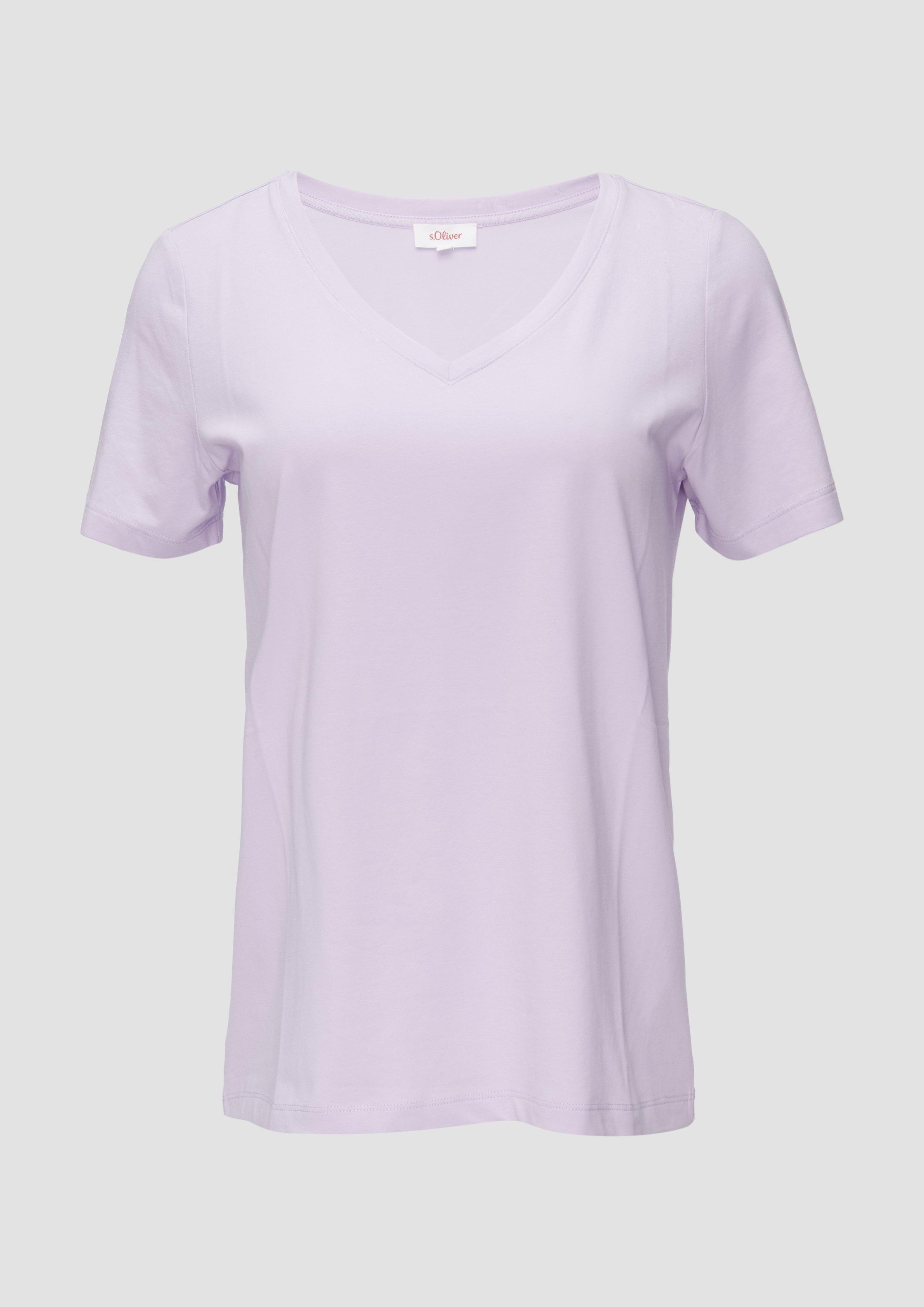 s.Oliver - T-Shirt mit V-Ausschnitt, Damen, lila