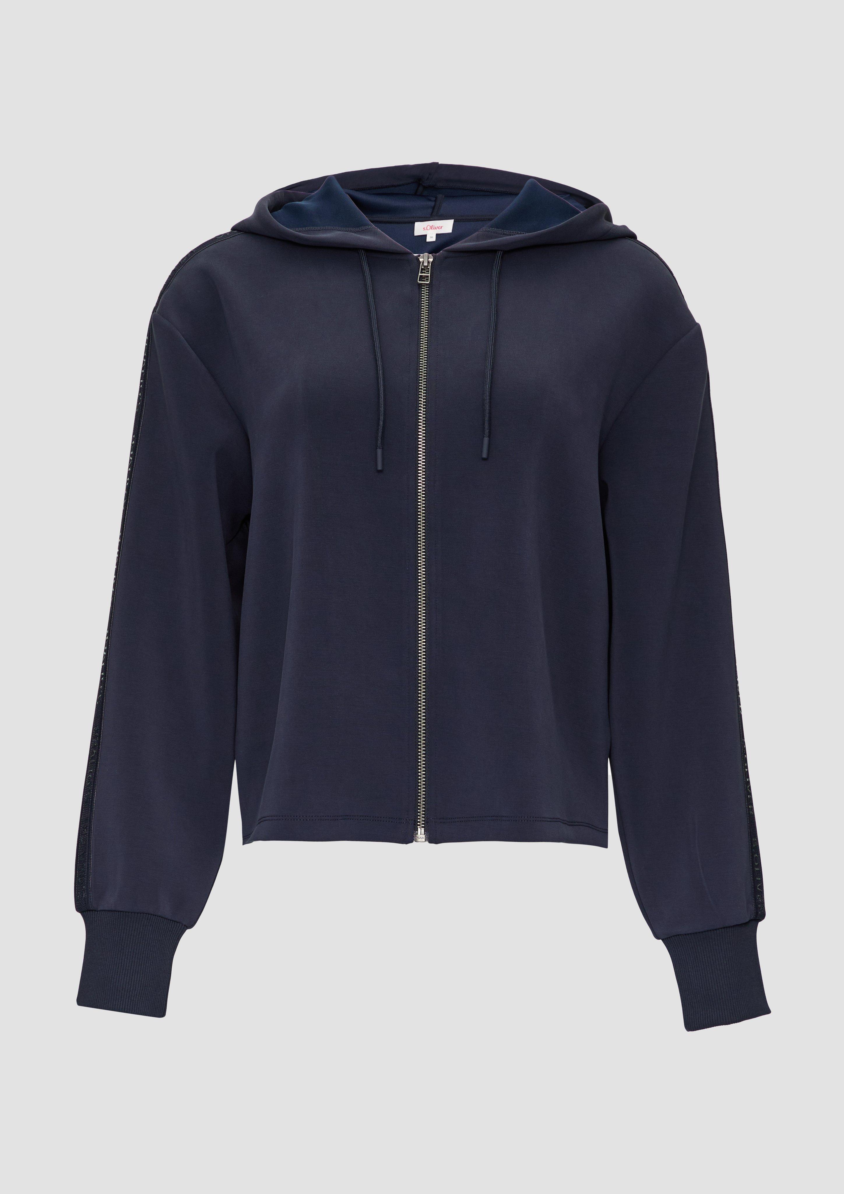 s.Oliver Scuba-Sweatjacke mit Kapuze und Logo-Tape