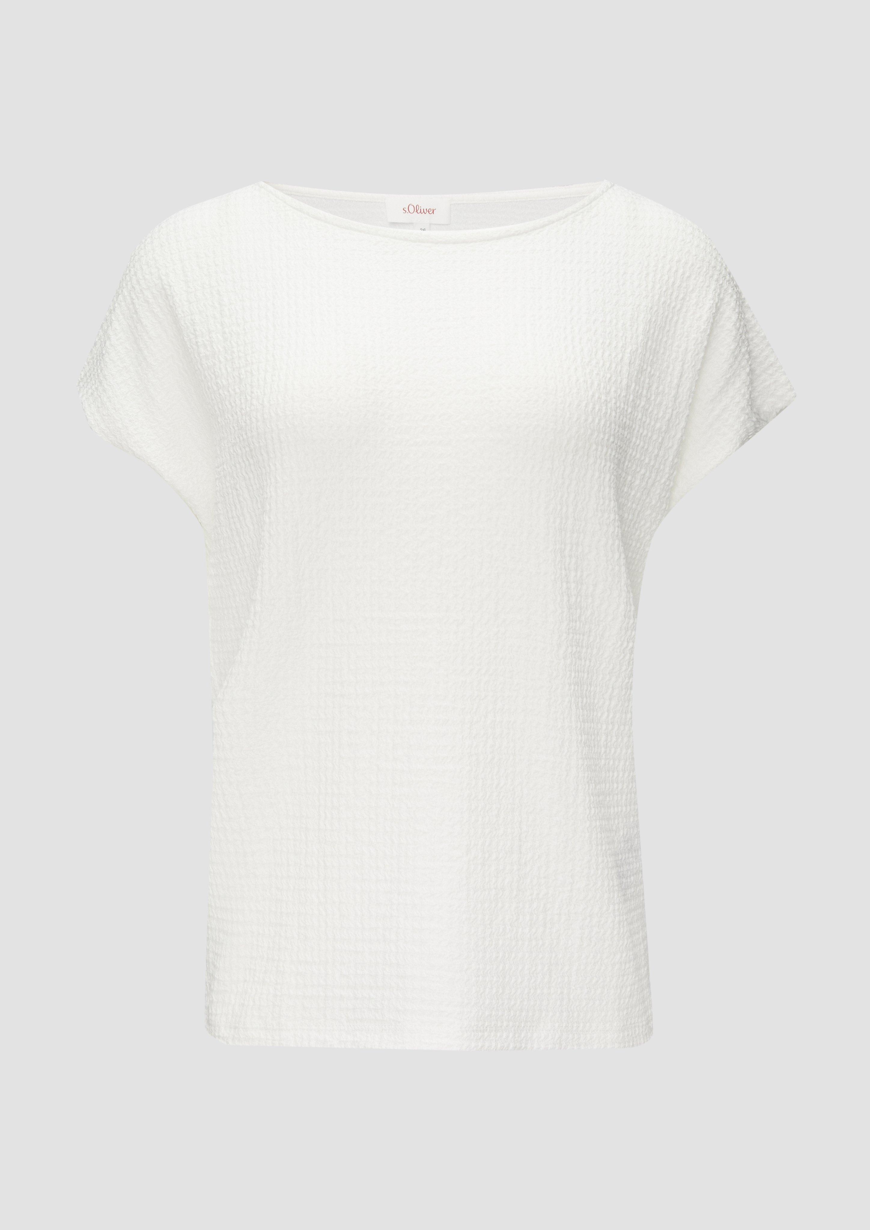 s.Oliver - T-Shirt mit Musterstruktur, Damen, creme