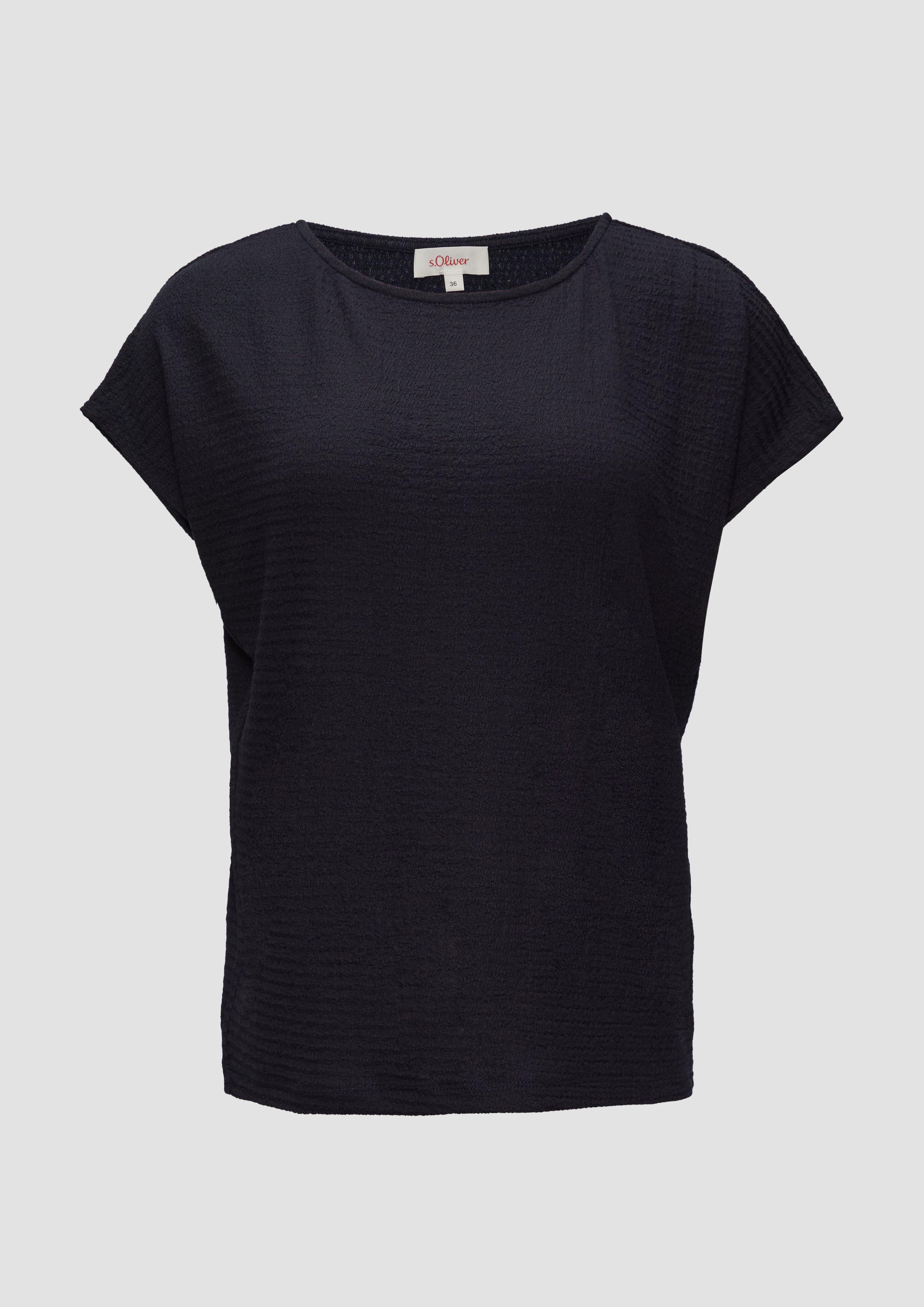 s.Oliver - T-Shirt mit Musterstruktur, Damen, blau