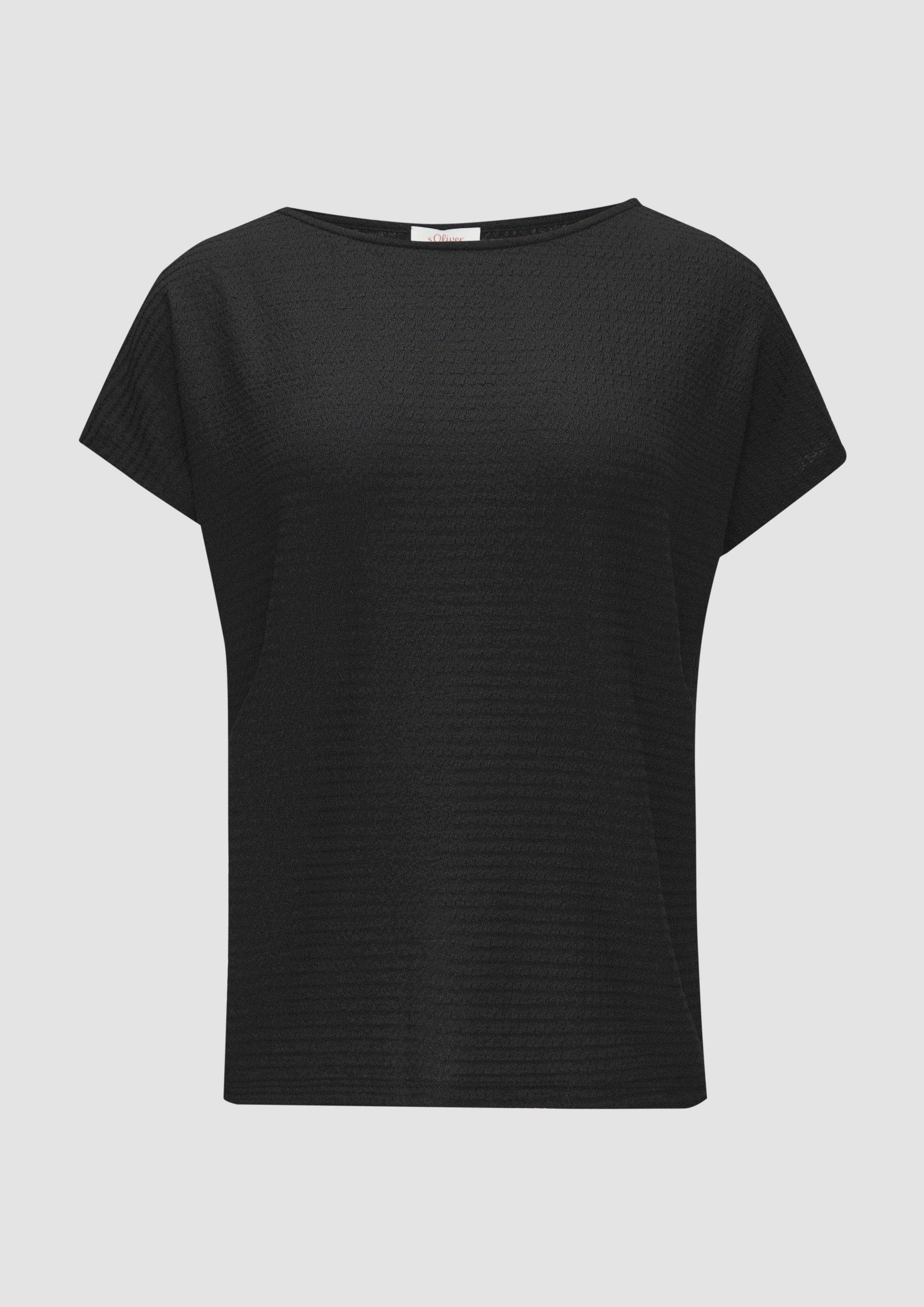 s.Oliver - T-Shirt mit Musterstruktur, Damen, schwarz