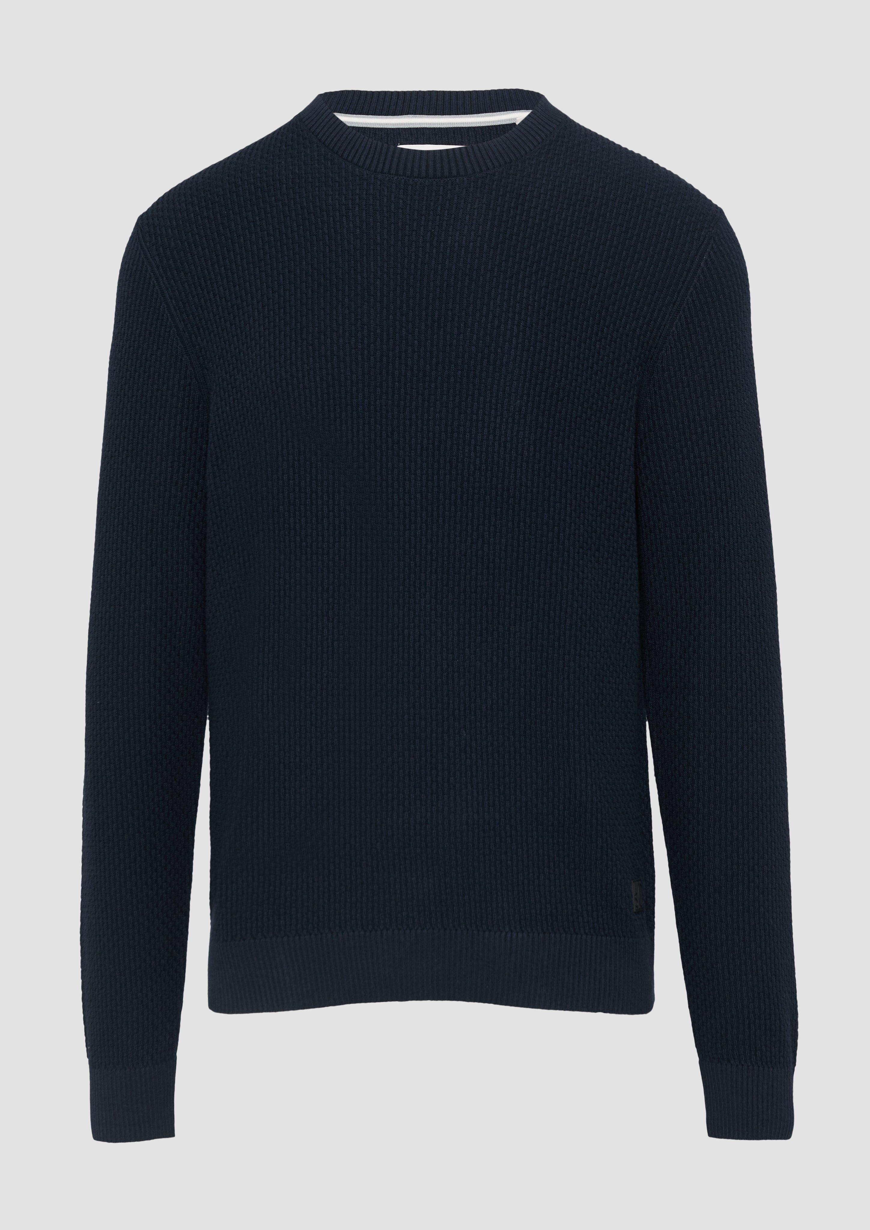 s.Oliver - Strickpullover mit Musterstruktur, Herren, blau