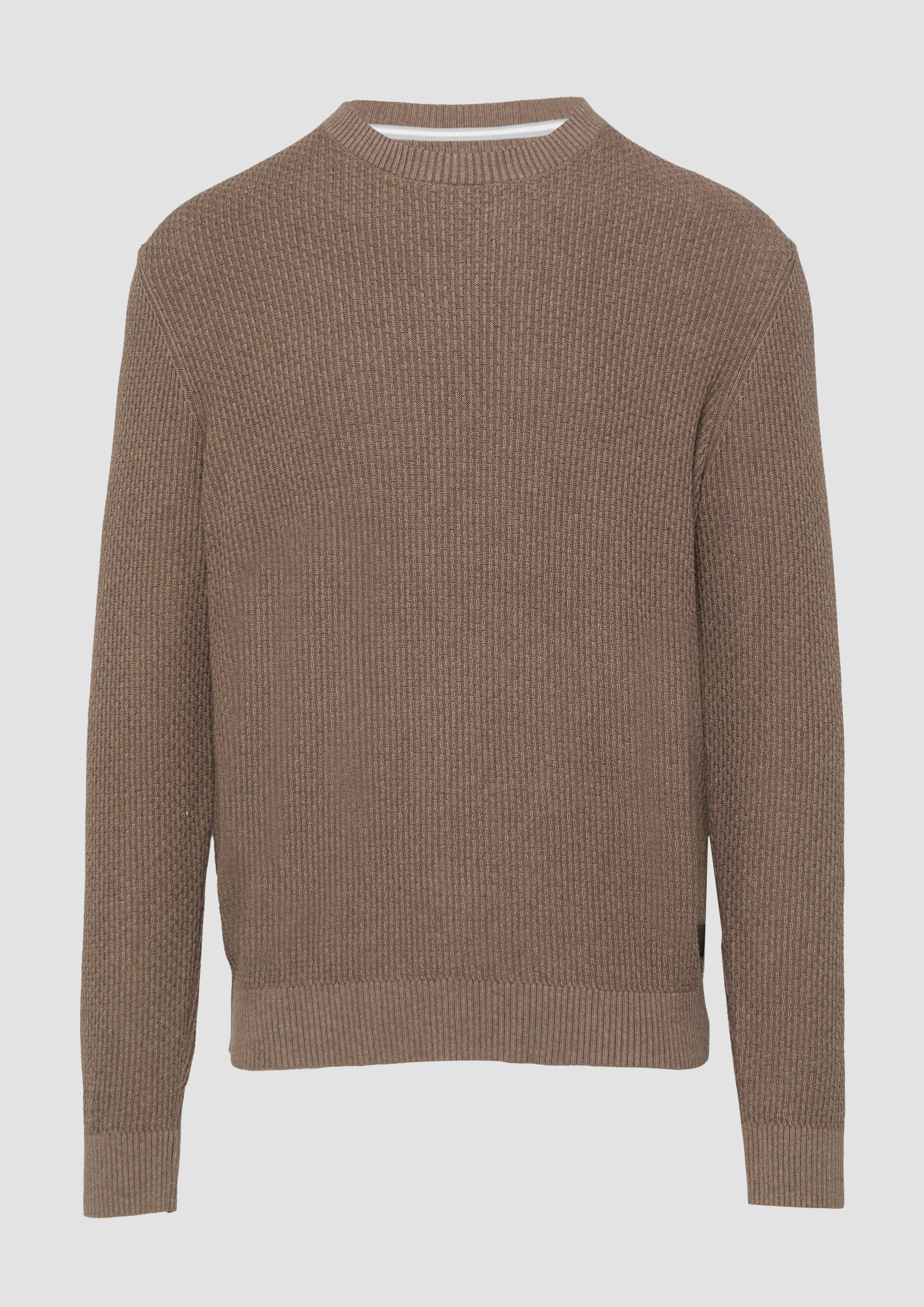 s.Oliver - Strickpullover mit Musterstruktur, Herren, braun