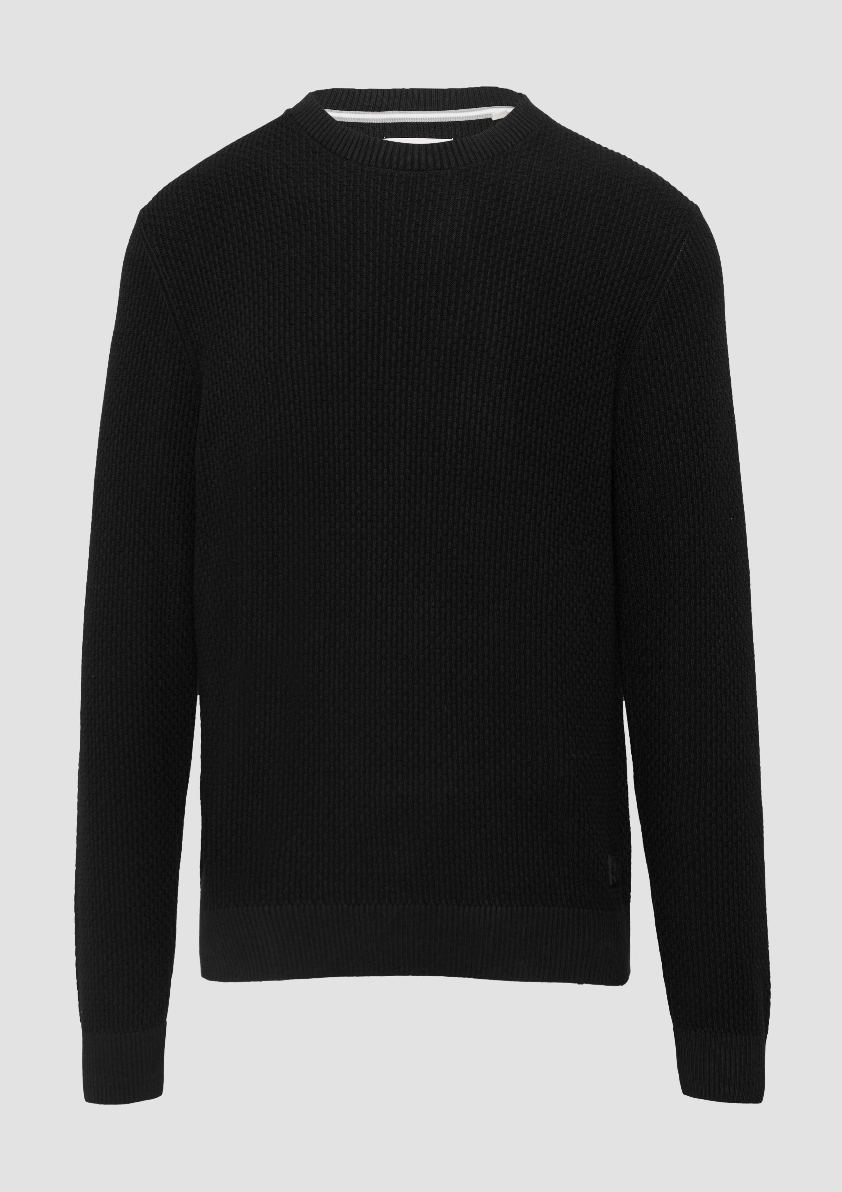 s.Oliver - Strickpullover mit Musterstruktur, Herren, schwarz