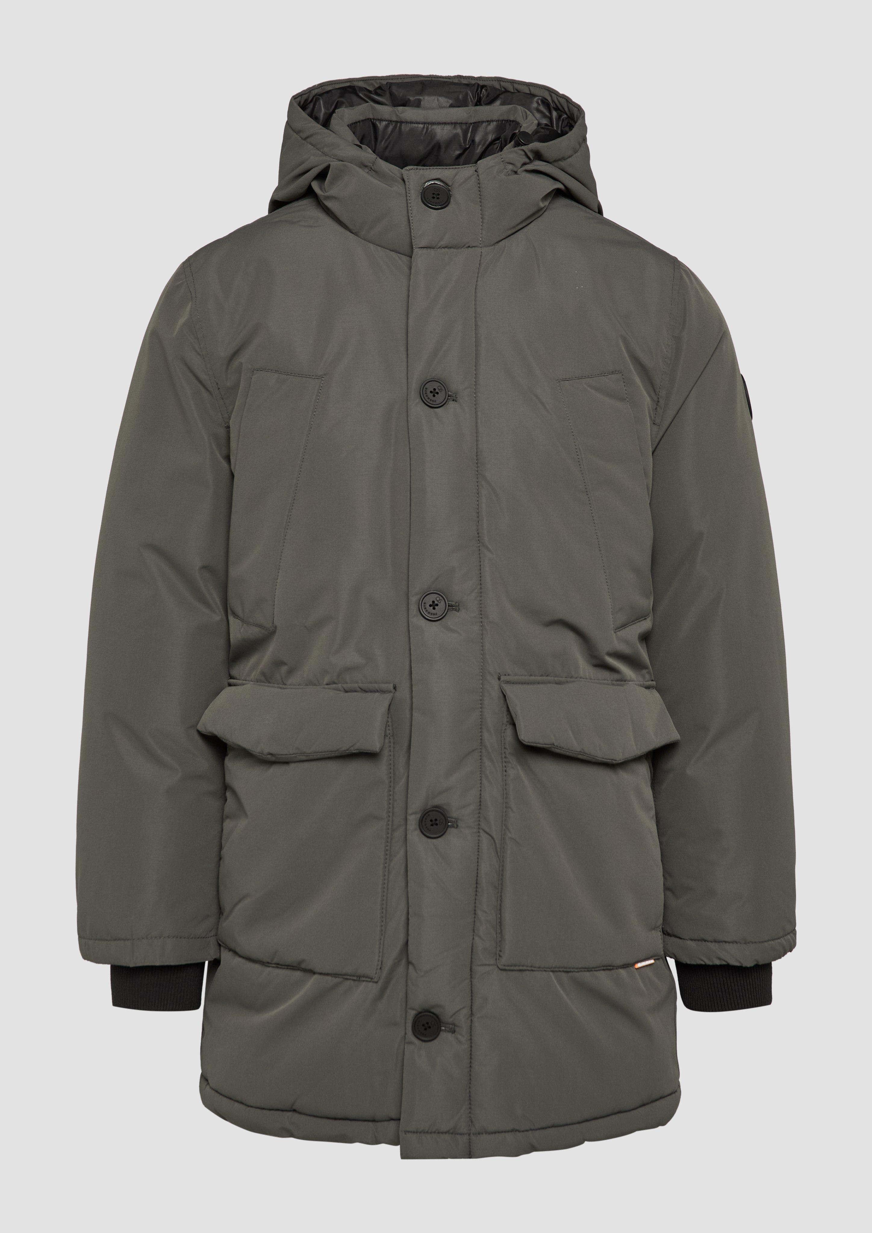 QS - Wattierter Parka mit Kapuze, Herren, grau