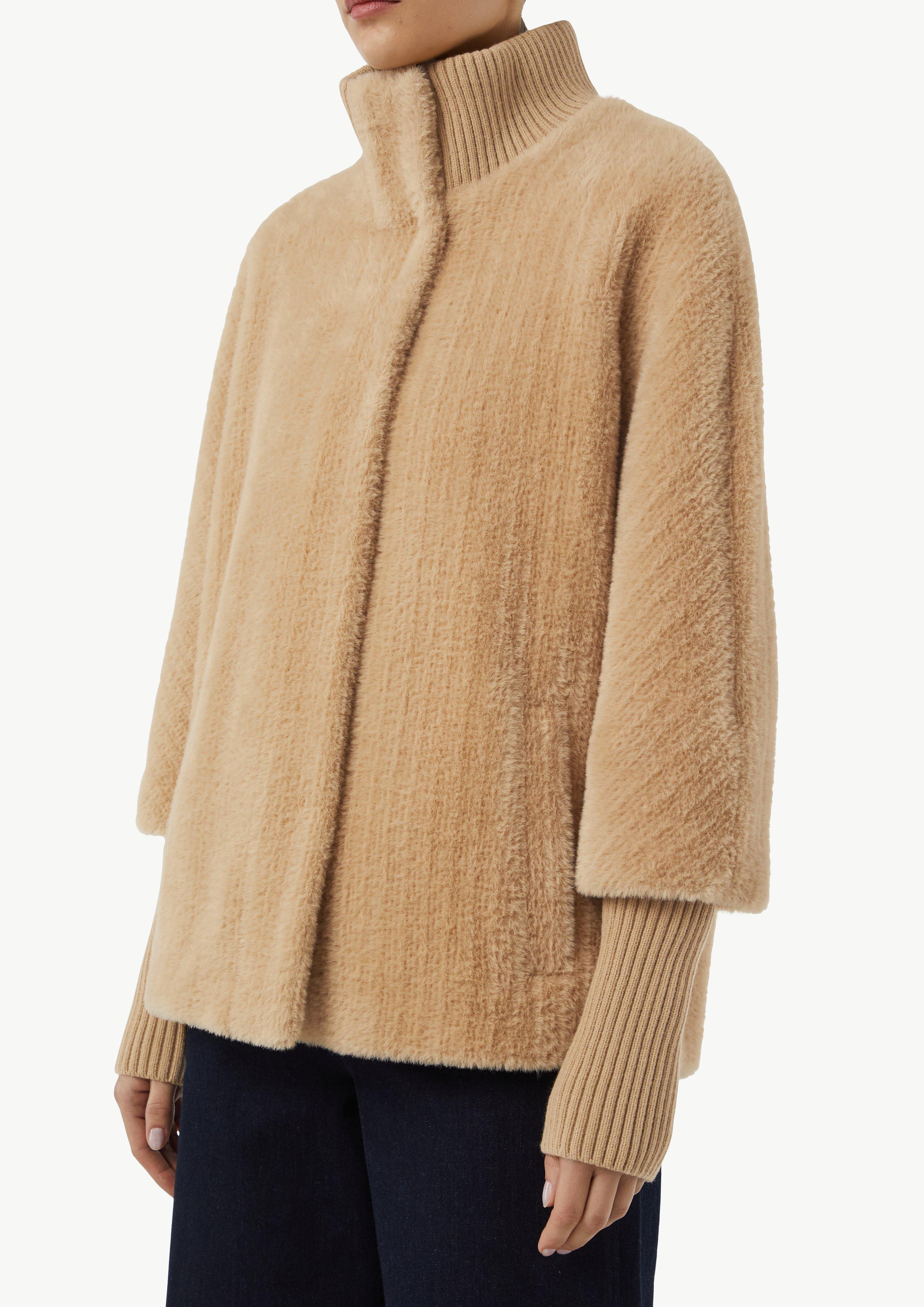 Soft wool cape with a stand-up collar - white | Comma Soft wool cape with a stand-up collar - white | Comma