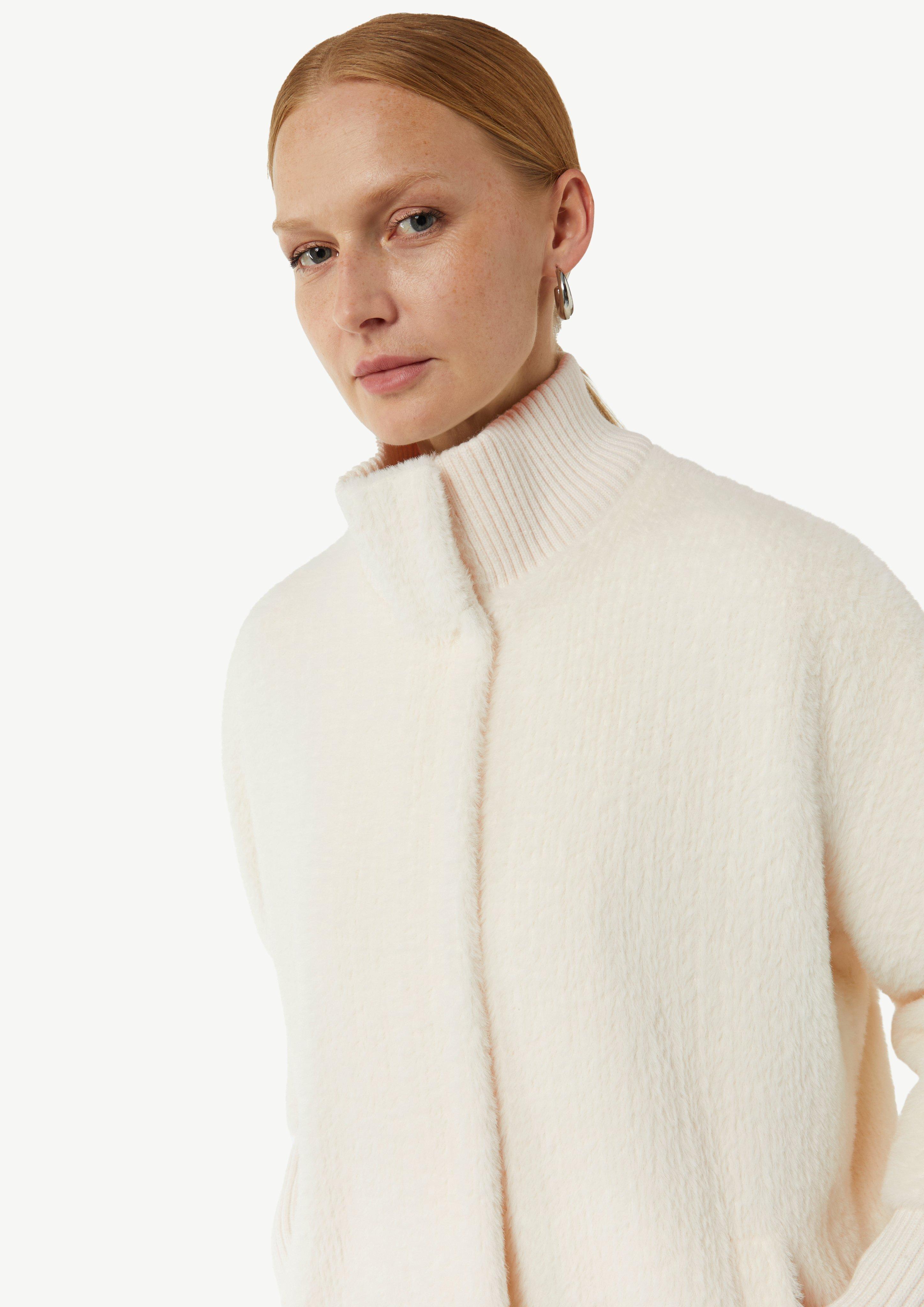 Soft wool cape with a stand-up collar - white | Comma Soft wool cape with a stand-up collar - white | Comma