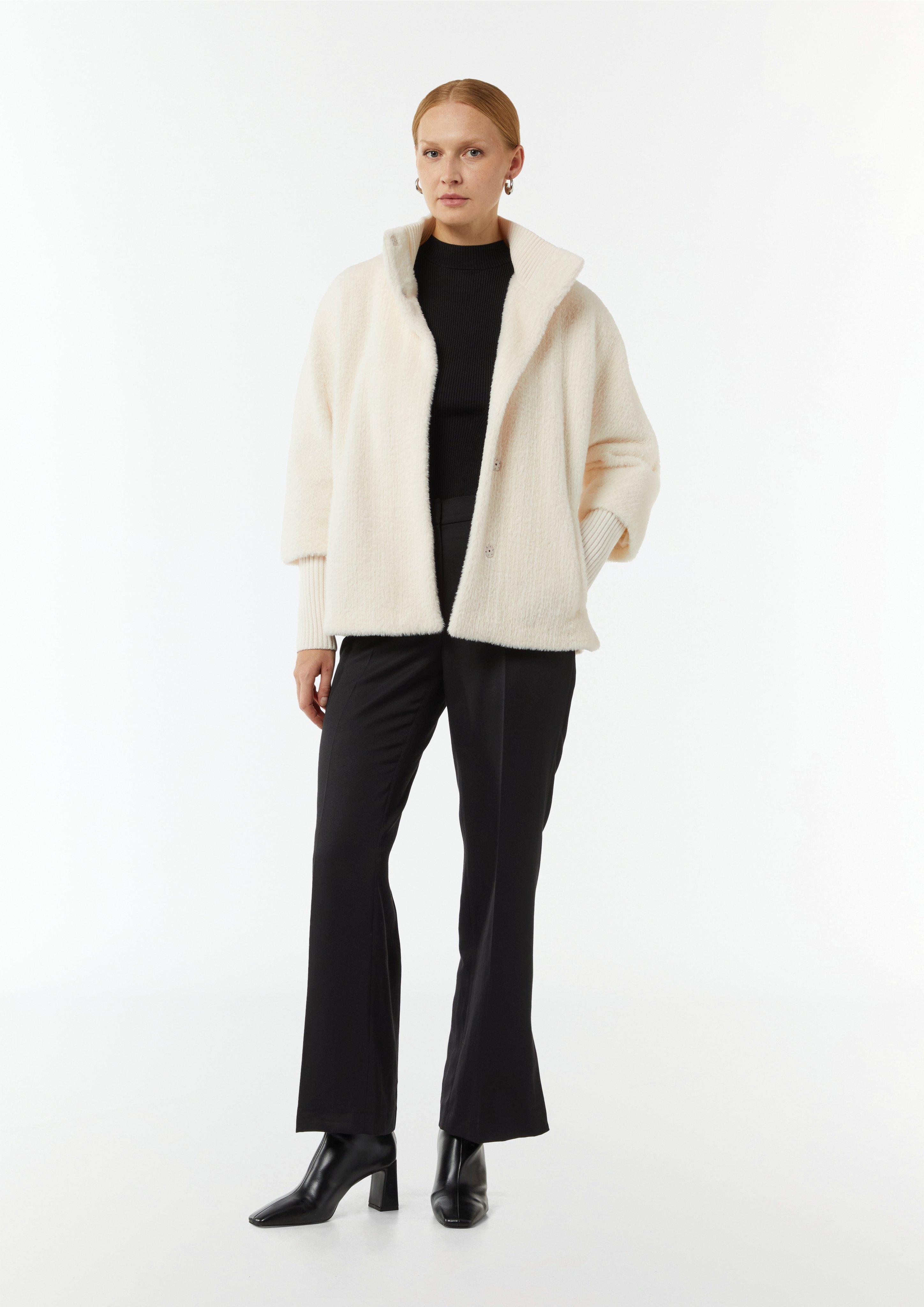 Soft wool cape with a stand-up collar - white | Comma Soft wool cape with a stand-up collar - white | Comma
