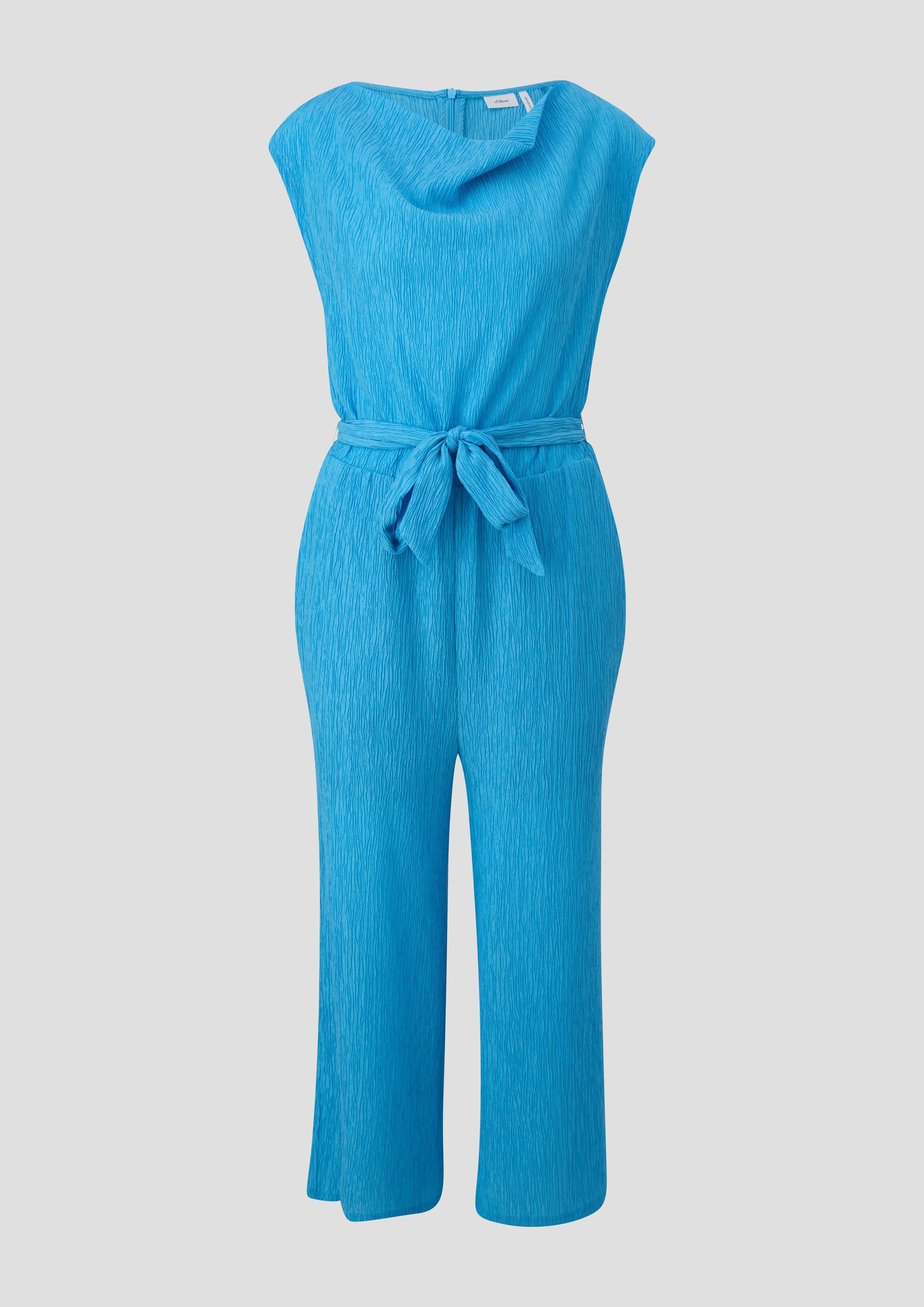 s.Oliver - Jumpsuit mit Wasserfallausschnitt, Damen, türkis