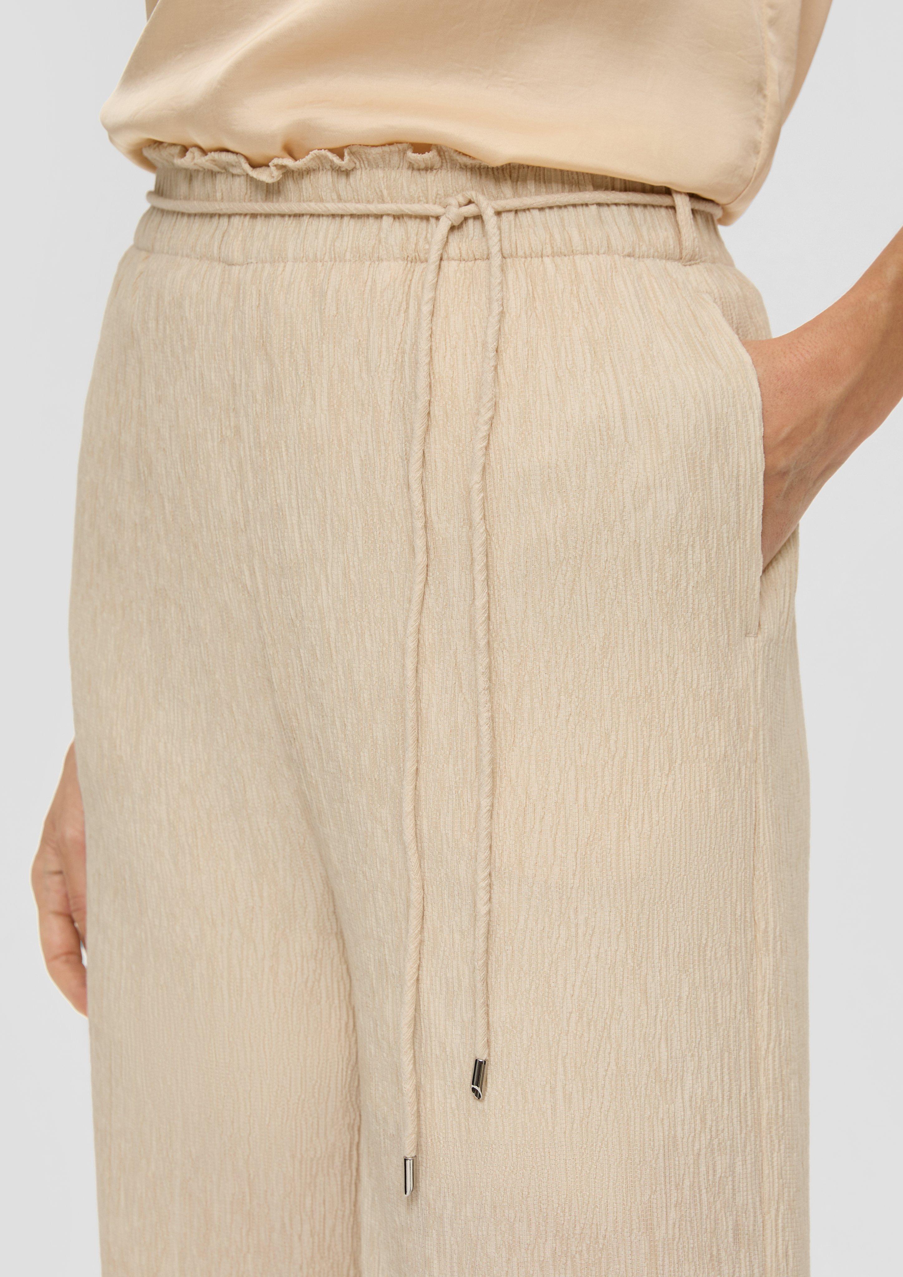 Trousers with a crinkle texture and slit pockets - beige | s Trousers with a crinkle texture and slit pockets - beige | s