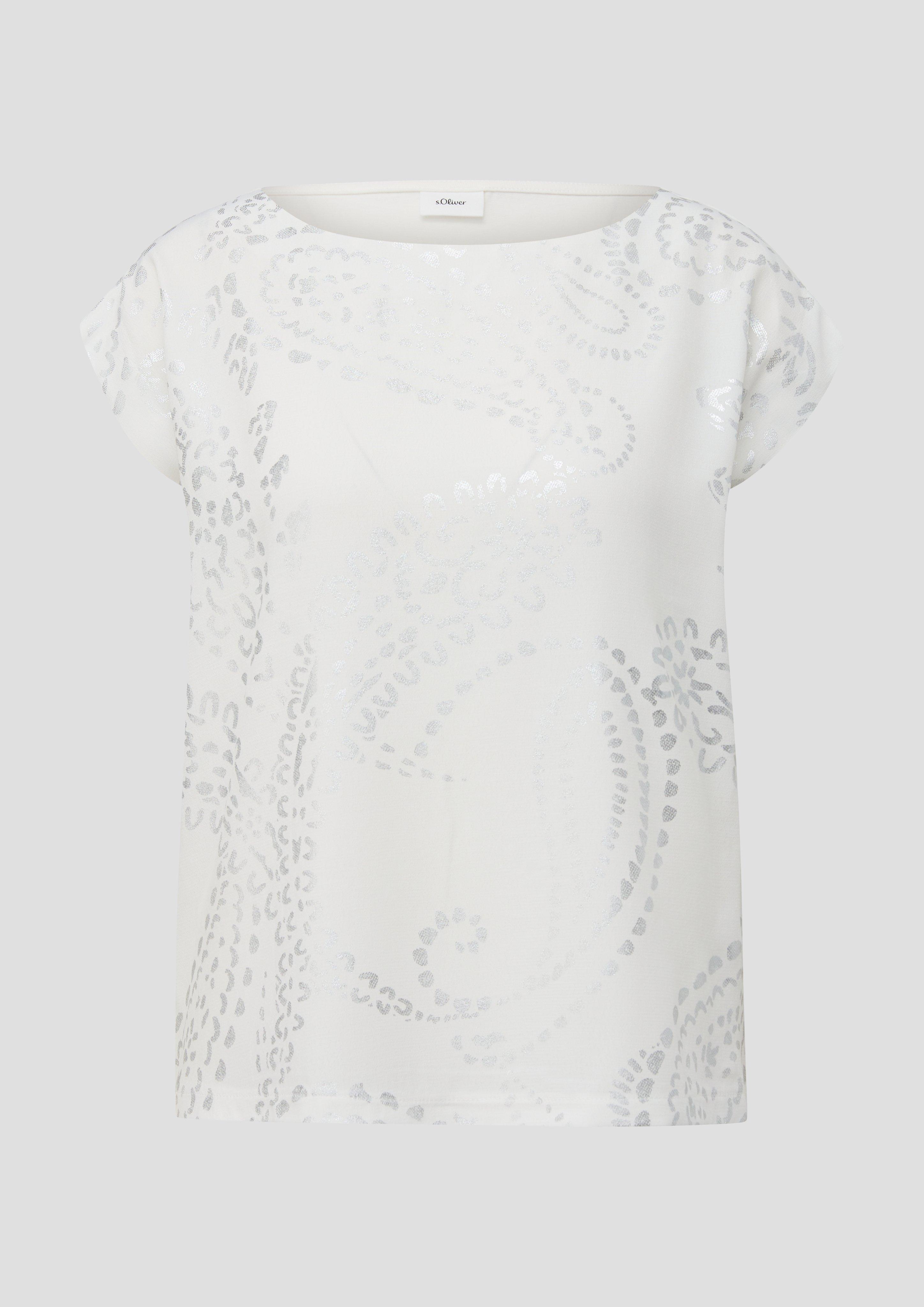 s.Oliver - Baumwoll-T-Shirt mit Frontprint, Damen, creme